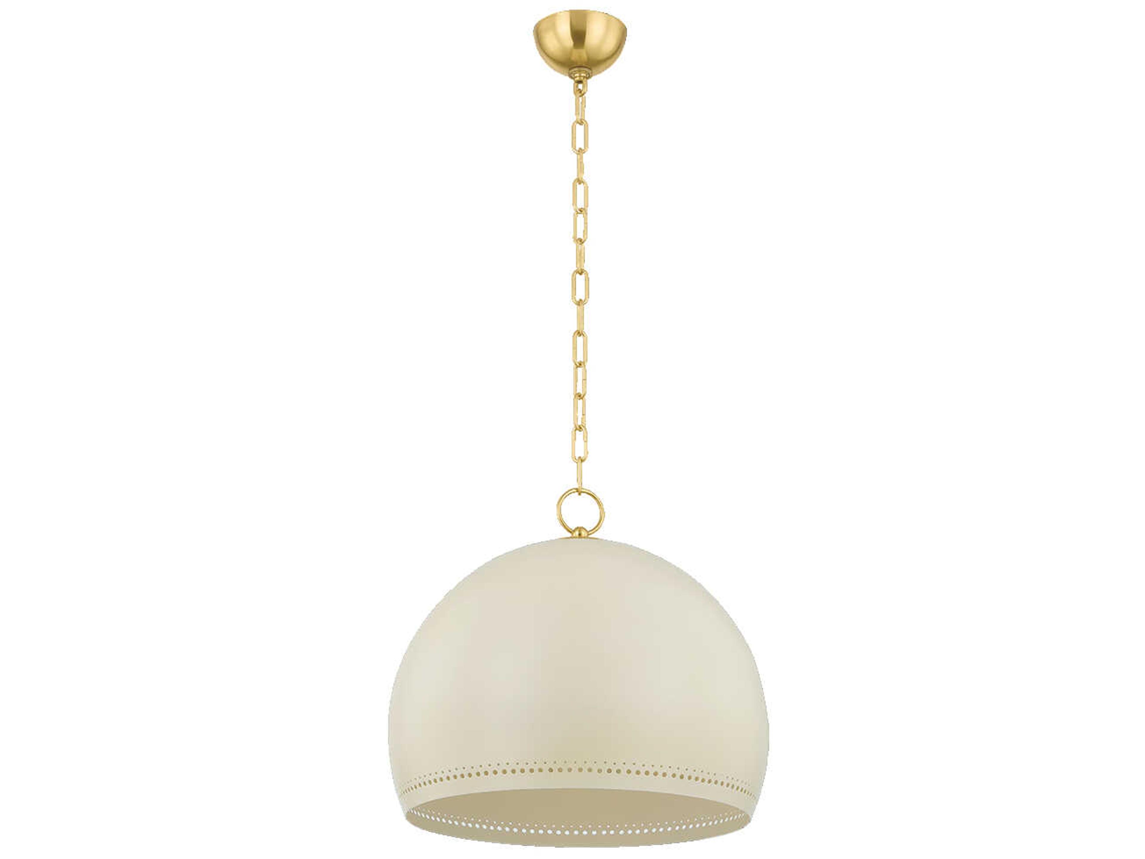 Mitzi Etna 1-Light Aged Brass Soft Cream Off White Pendant