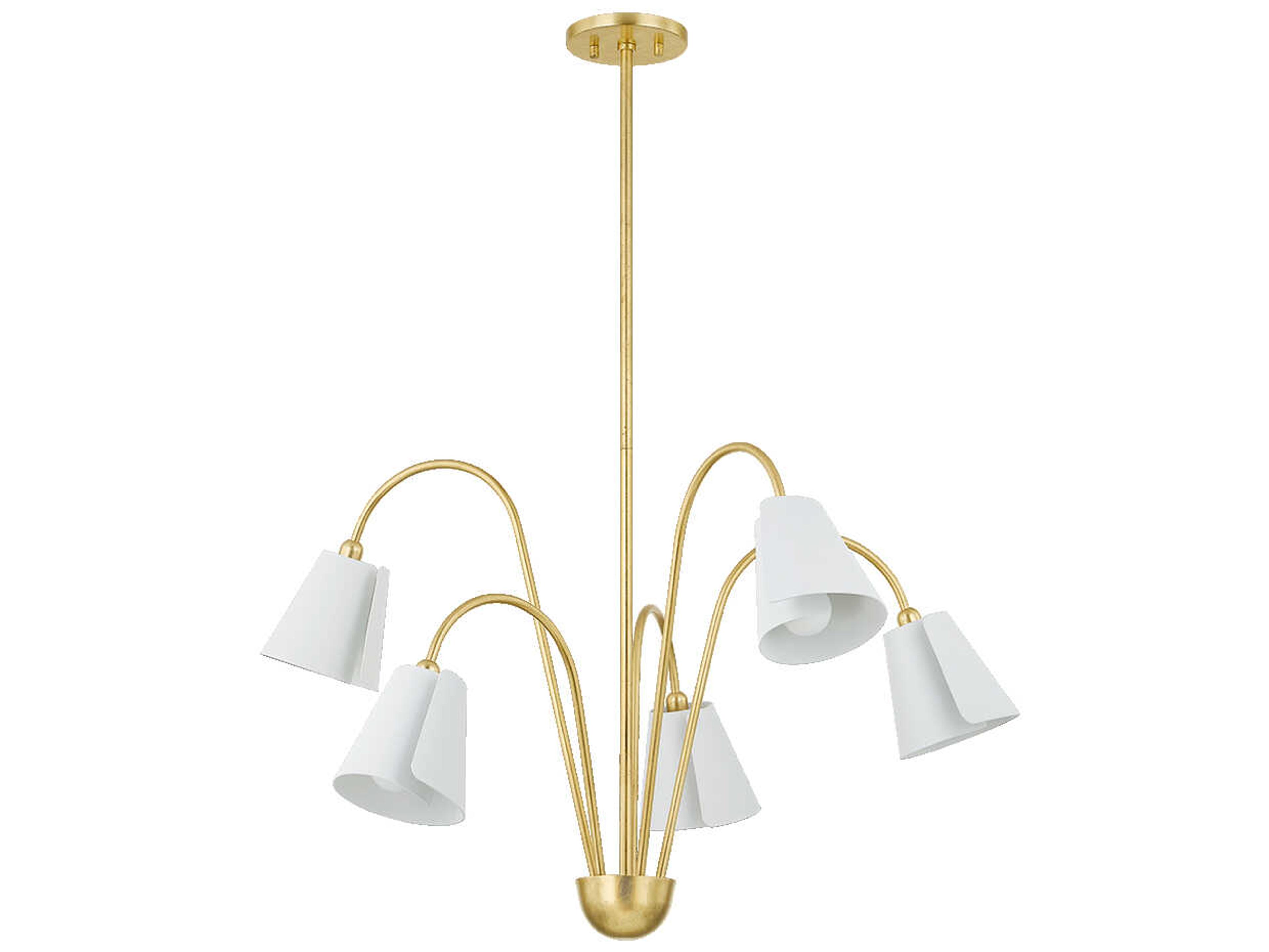 Lila 5-Light Gold Leaf Textured On White Combo Candelabra Chandelier