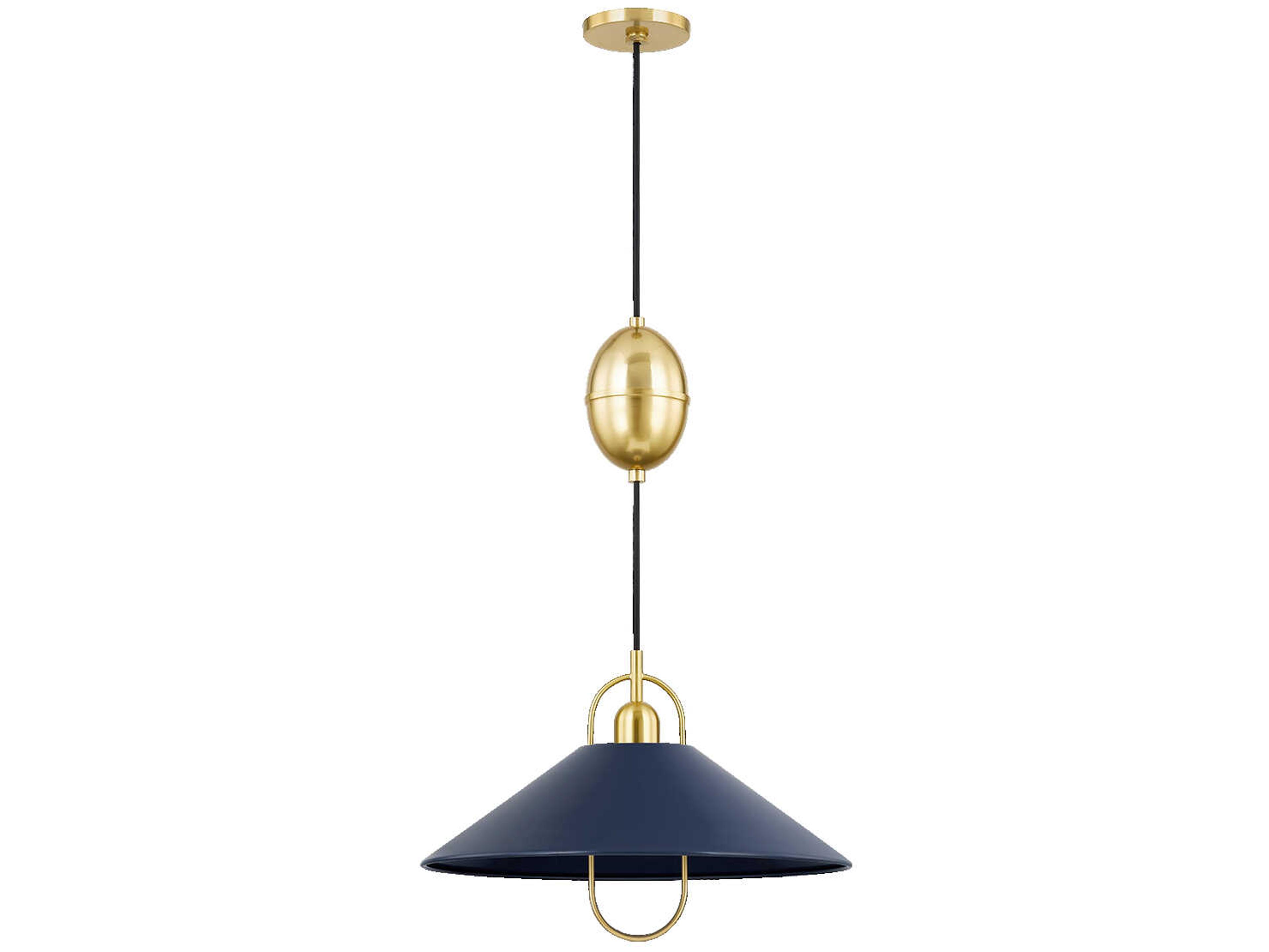 Mitzi Mariel 1-Light Aged Brass Soft Navy Blue Pendant
