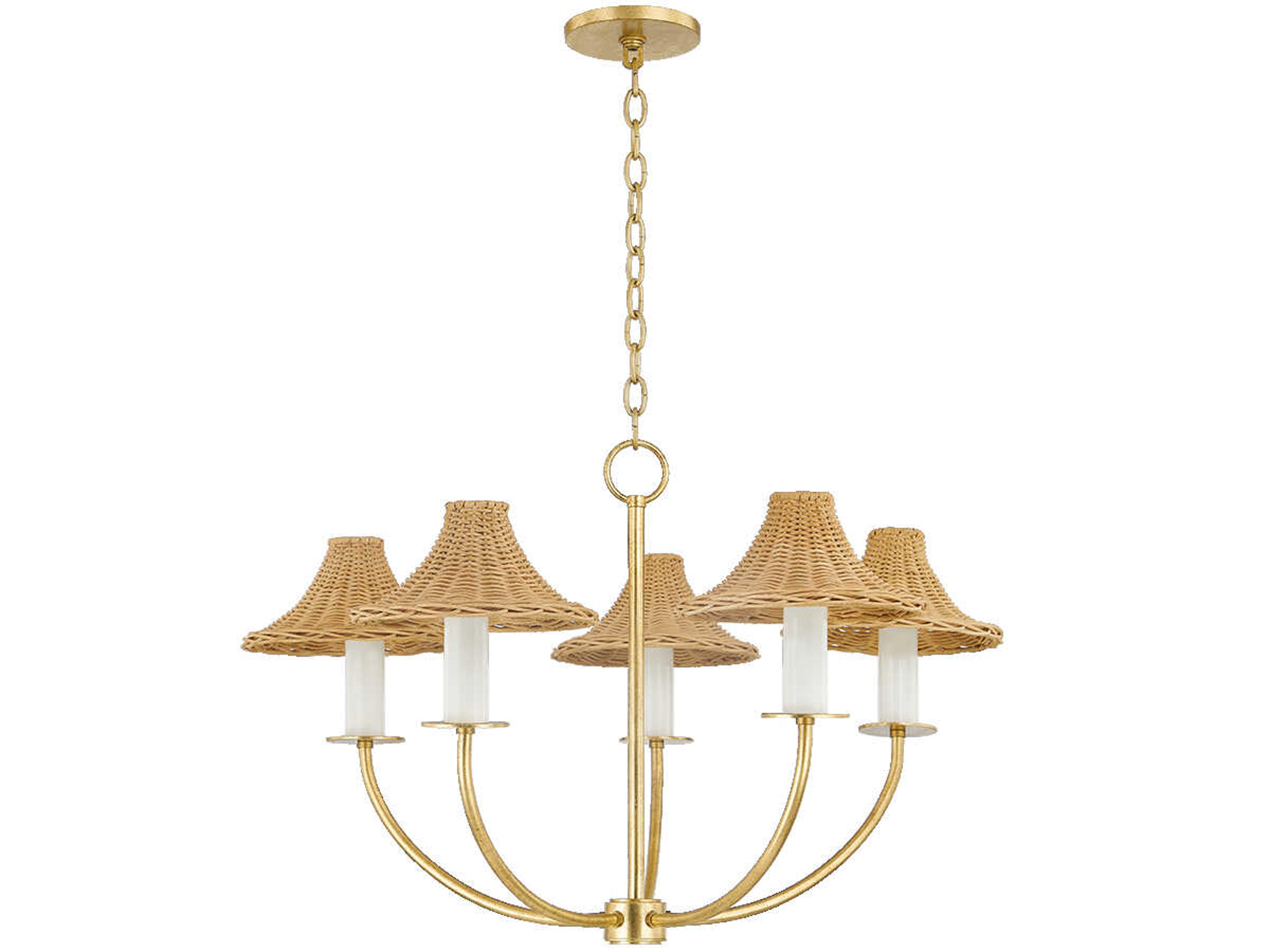 Twila 5-Light Vintage Gold Leaf Candelabra Chandelier