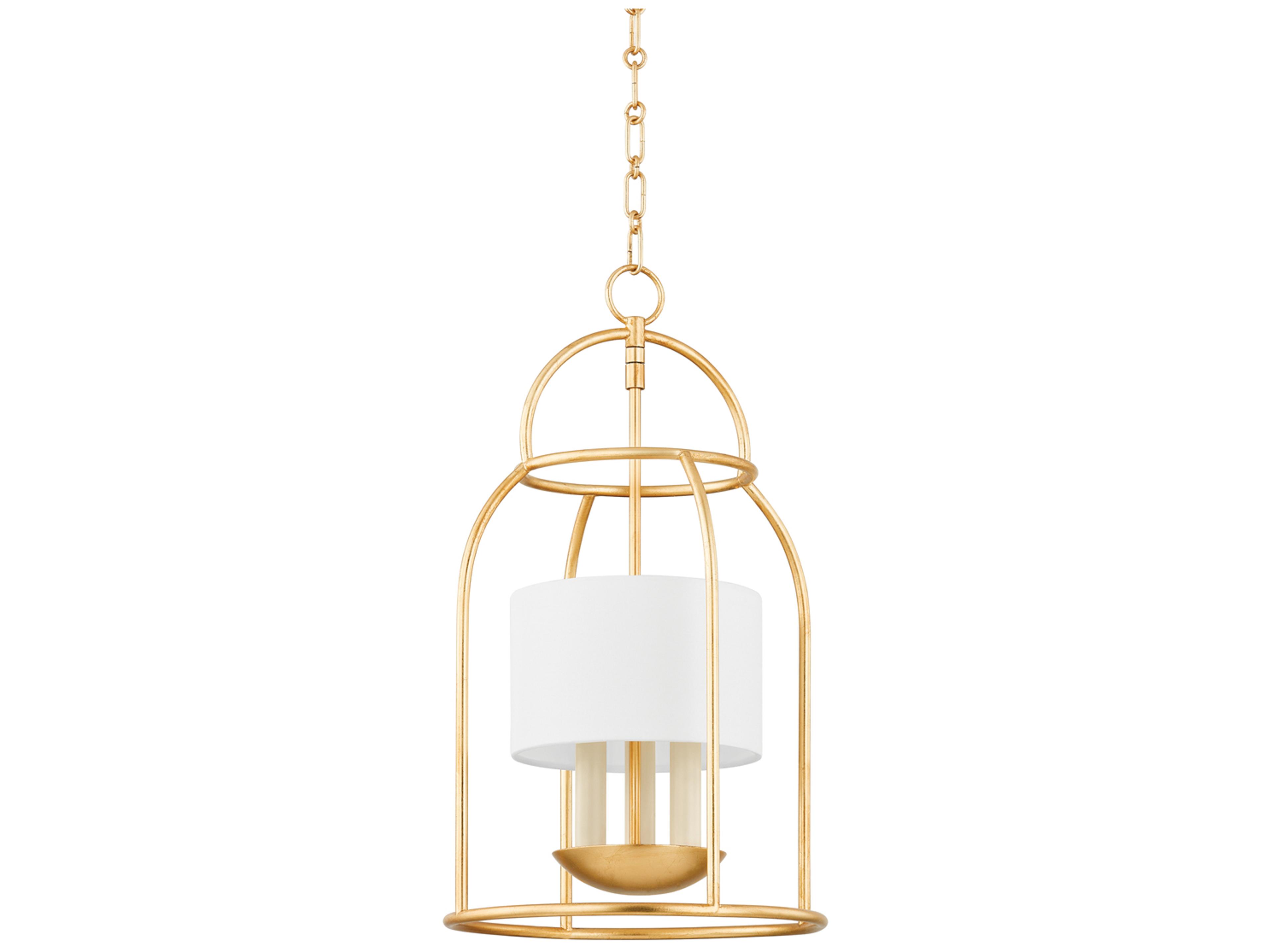 Mitzi Delia 3-Light Vintage Gold Leaf Lantern Mini Pendant
