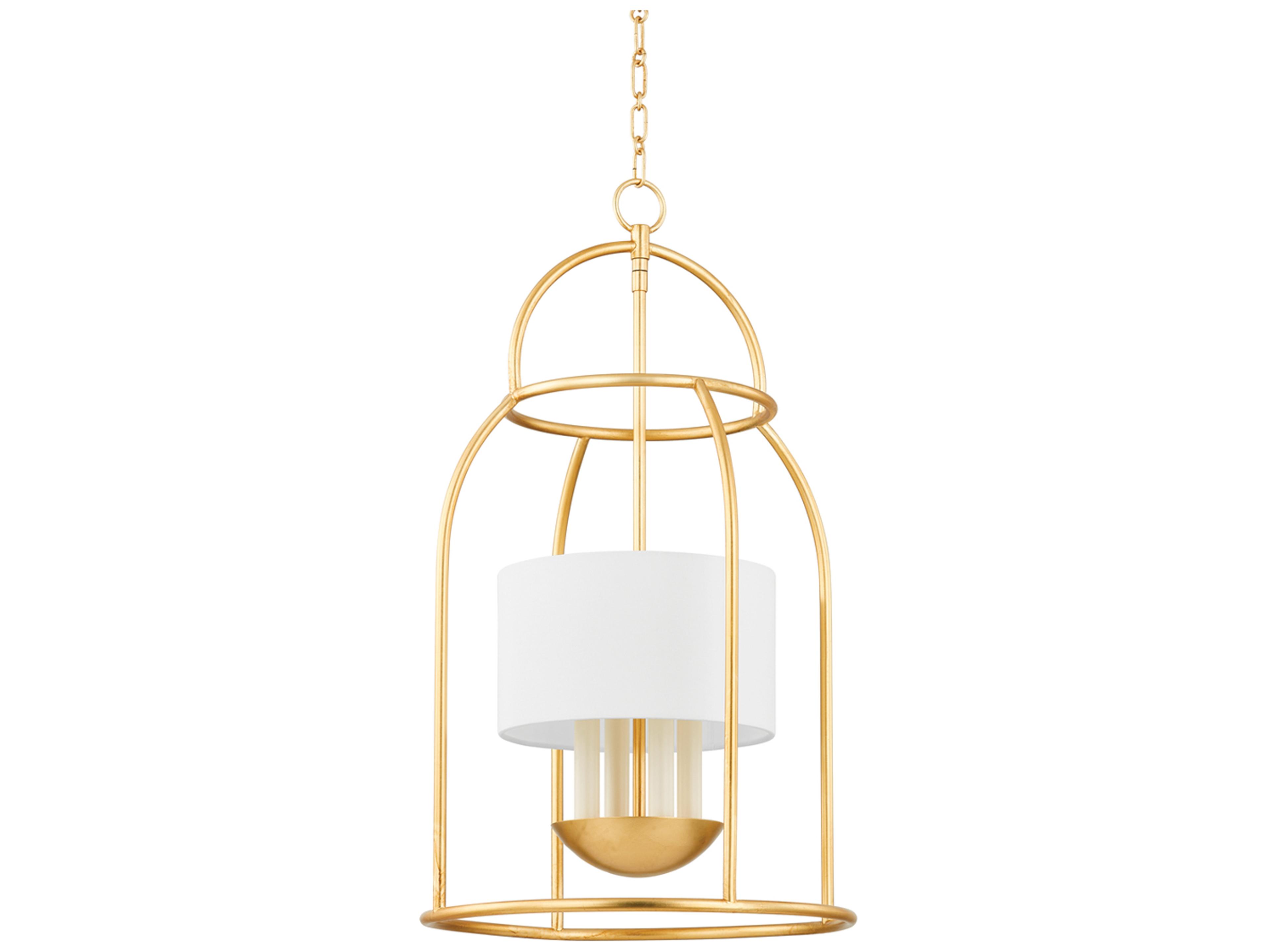 Mitzi Delia 4-Light Vintage Gold Leaf Lantern Pendant