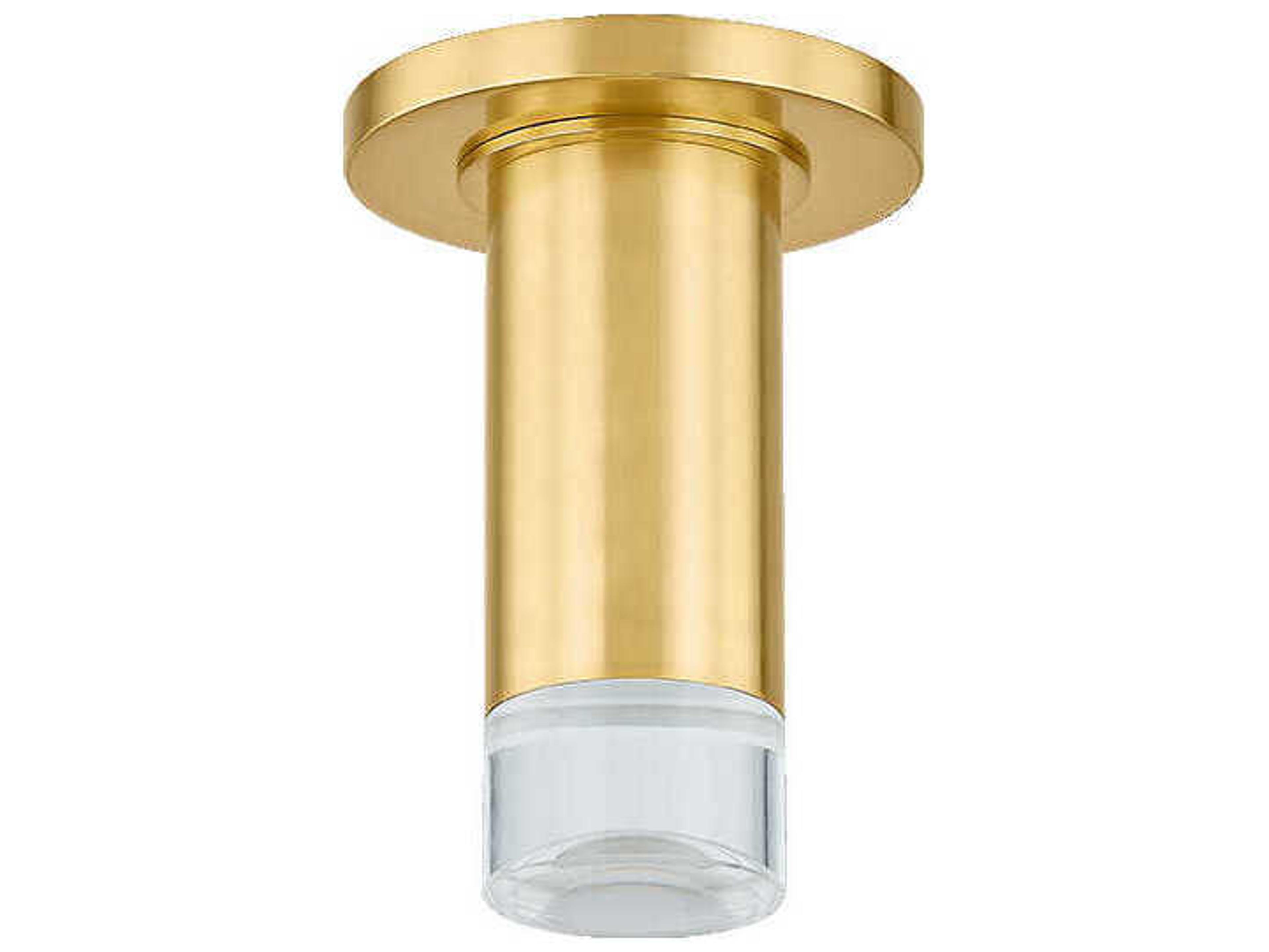 Mitzi Claudie 1-Light Aged Brass Cylinder Flush Mount
