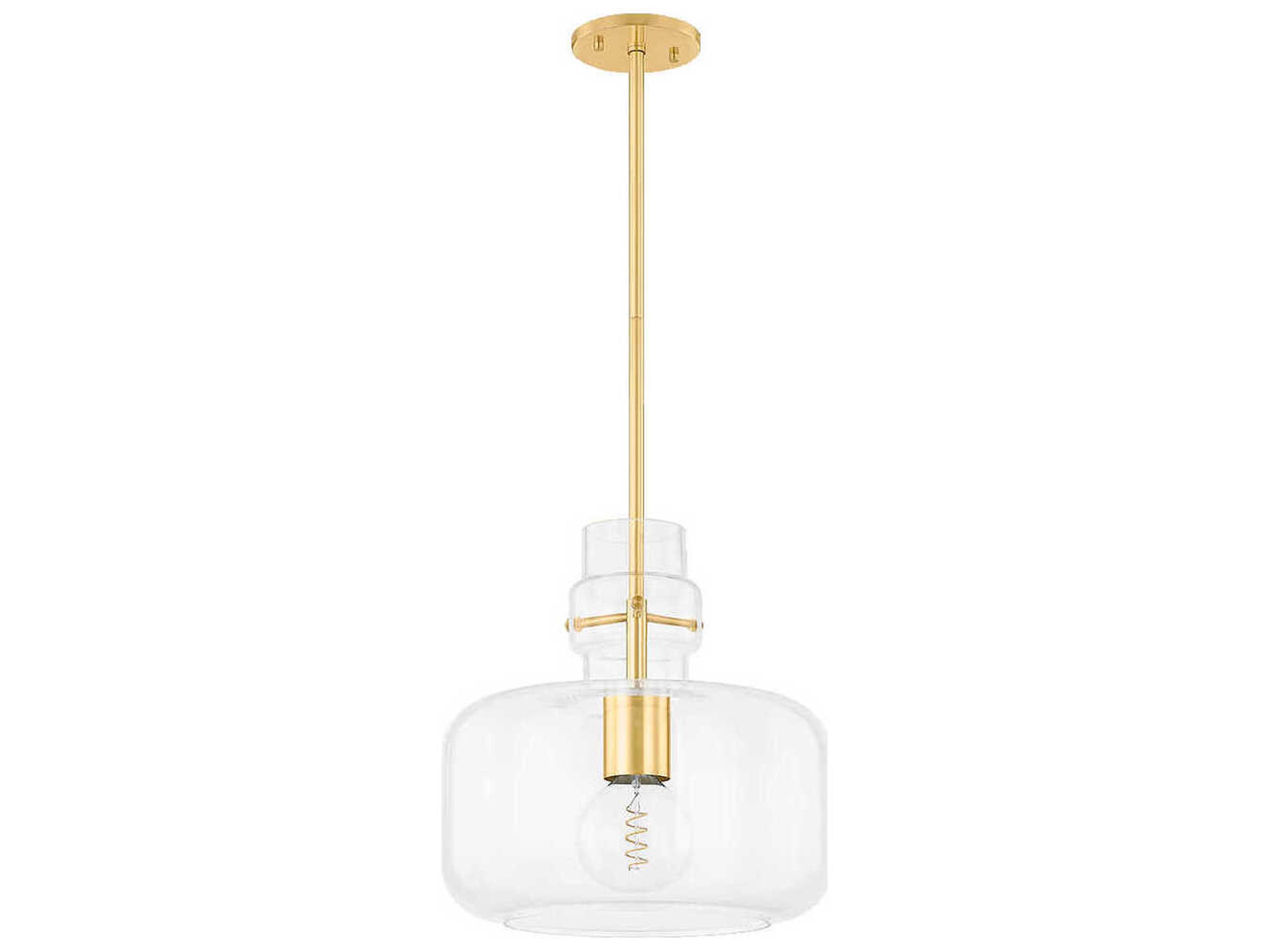Mitzi Lumi 1-Light Aged Brass Cylinder Pendant