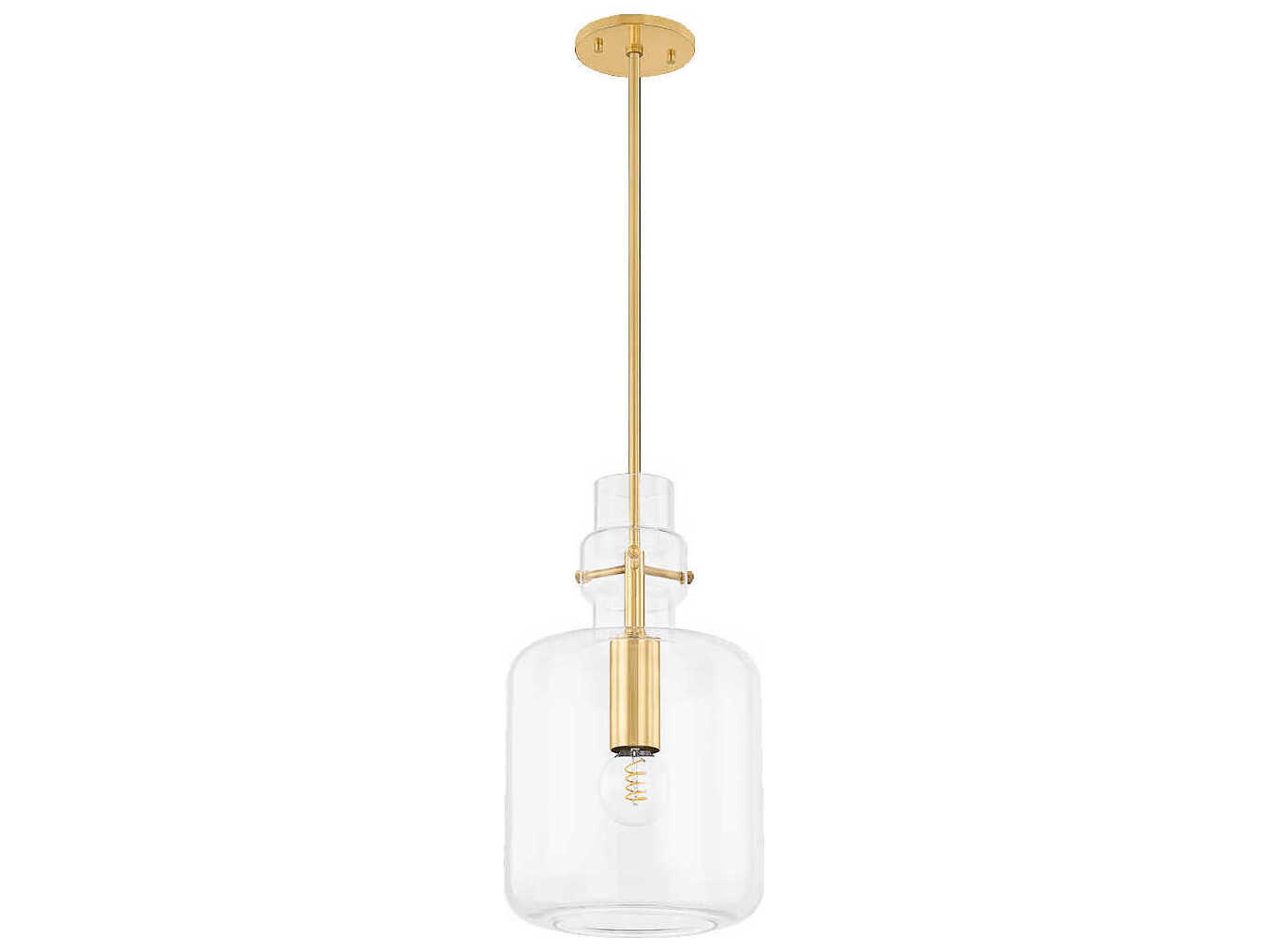 Mitzi Lumi 1-Light Aged Brass Cylinder Mini Pendant
