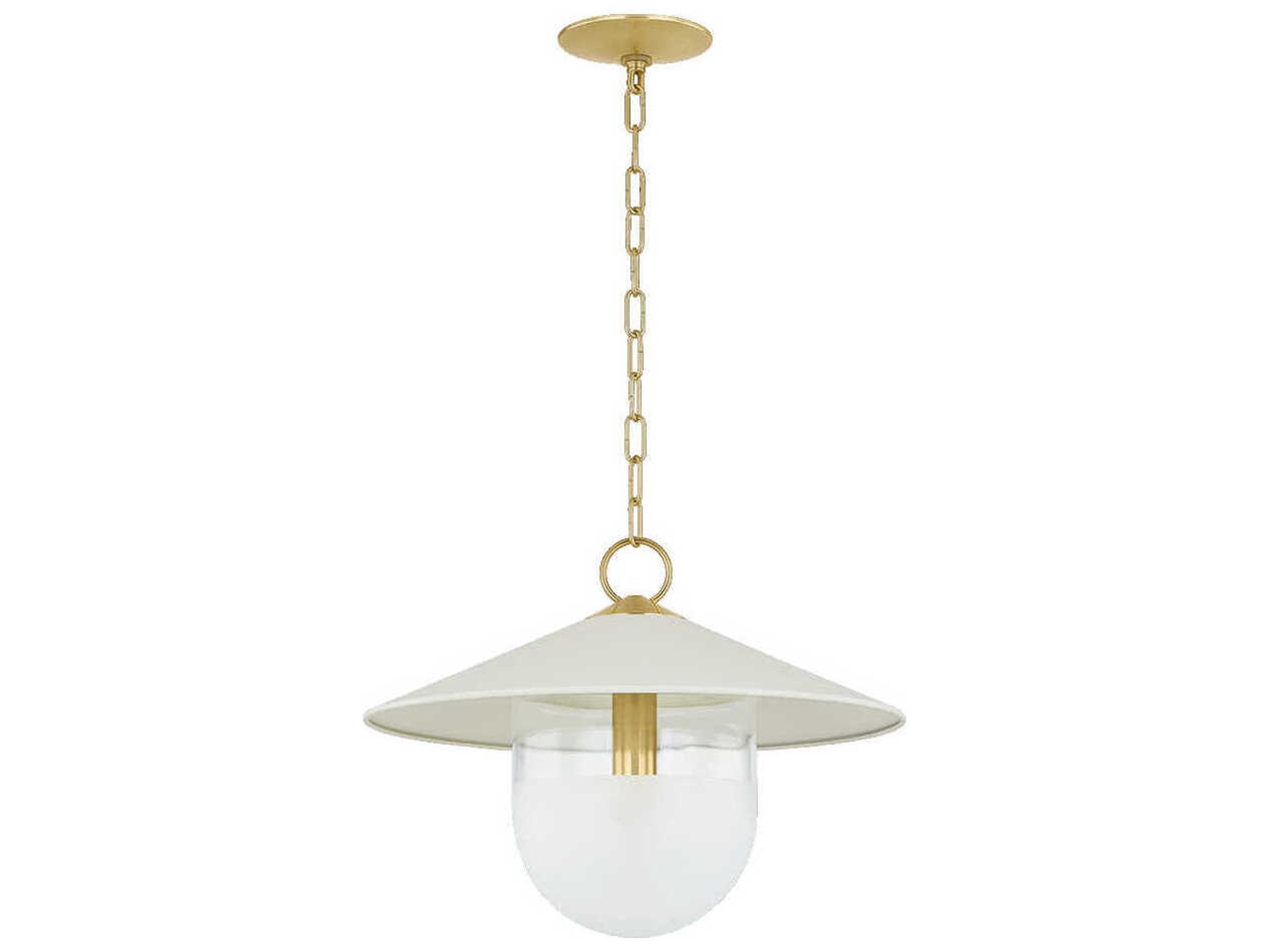 Ressi 1-Light Aged Brass Soft Cream Bowl Pendant