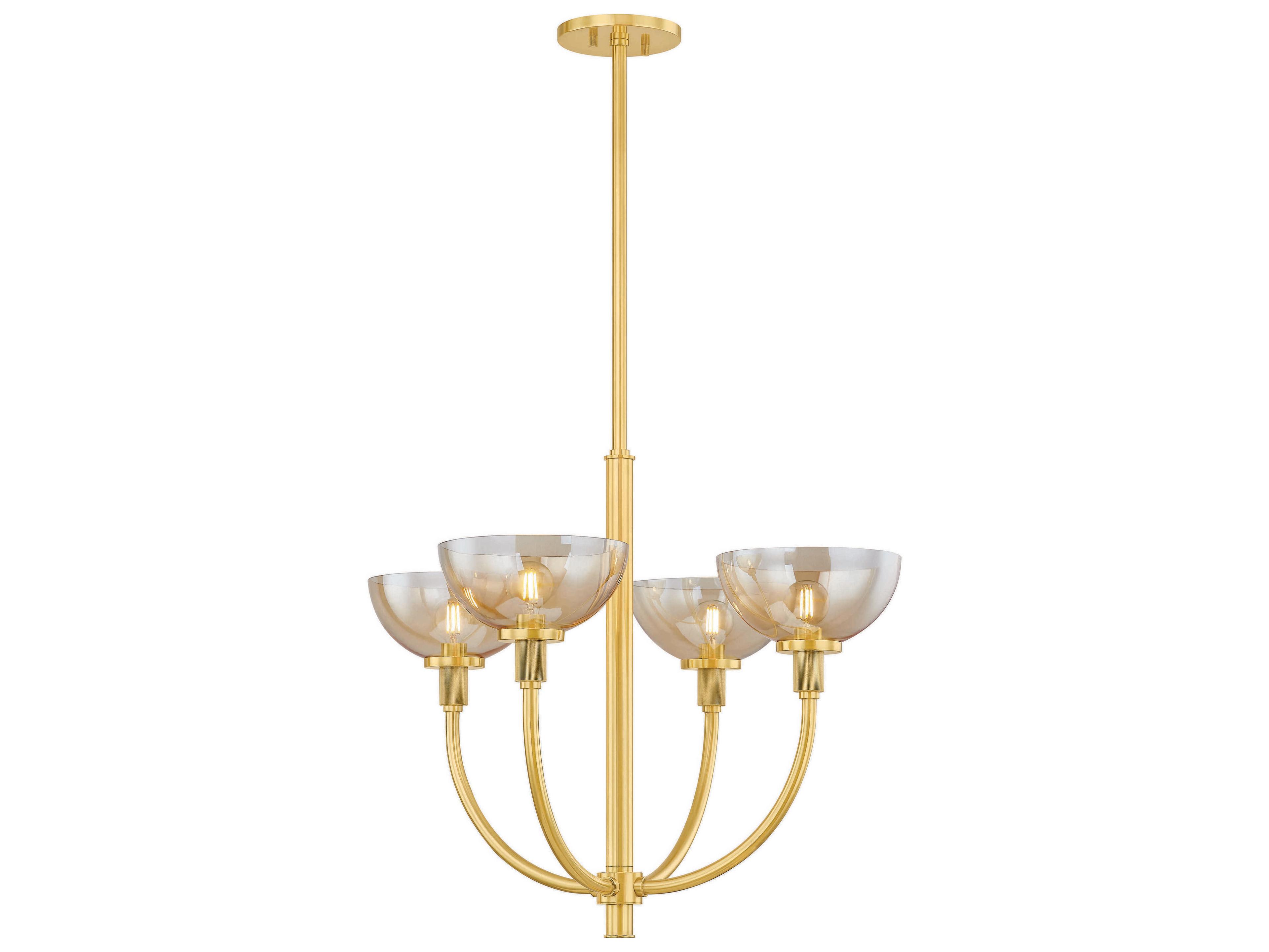 Mitzi Eva 4-Light Aged Brass Bowl Candelabra Chandelier