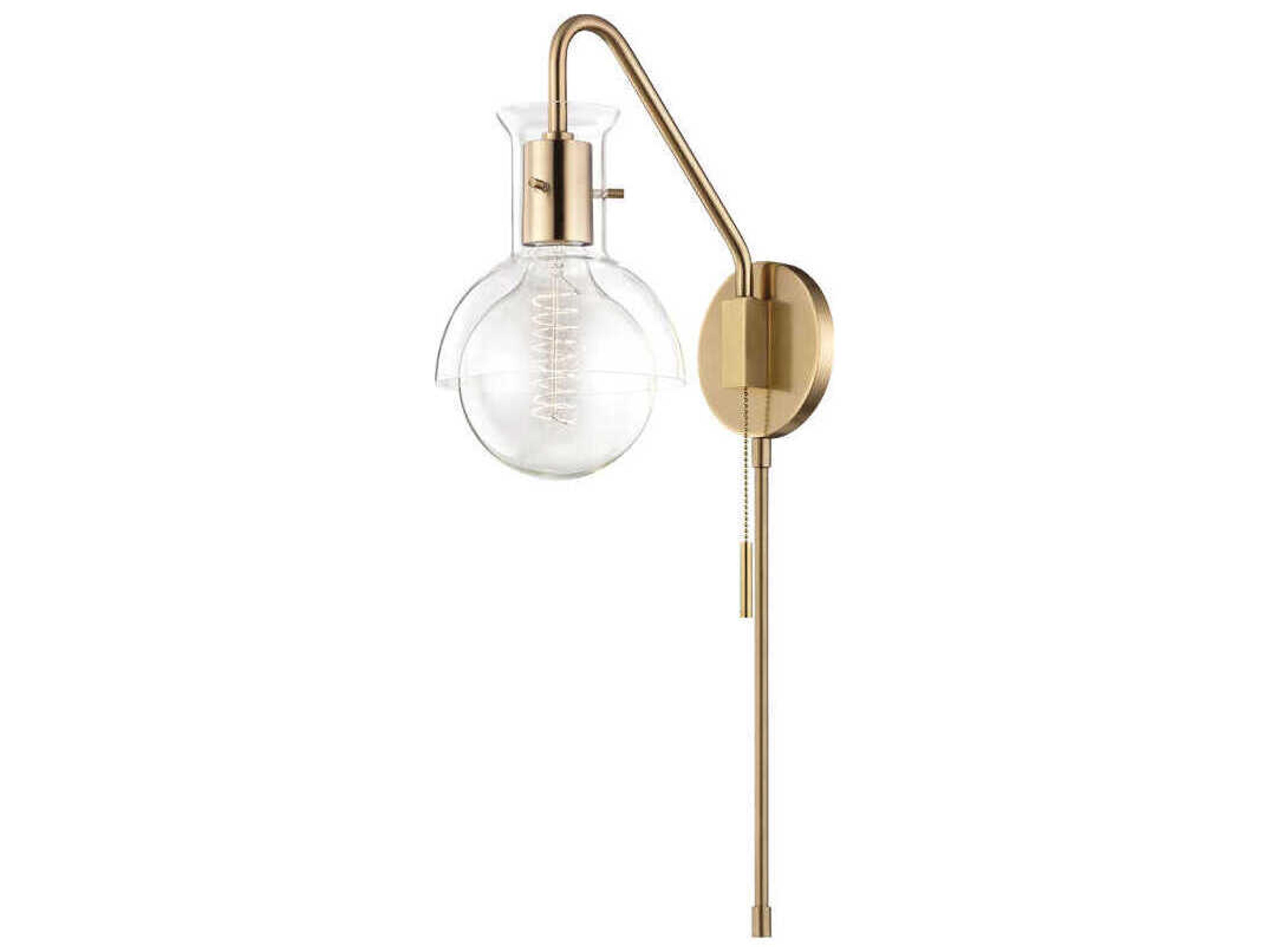 Mitzi Riley 1-Light Aged Brass Glass Wall Sconce