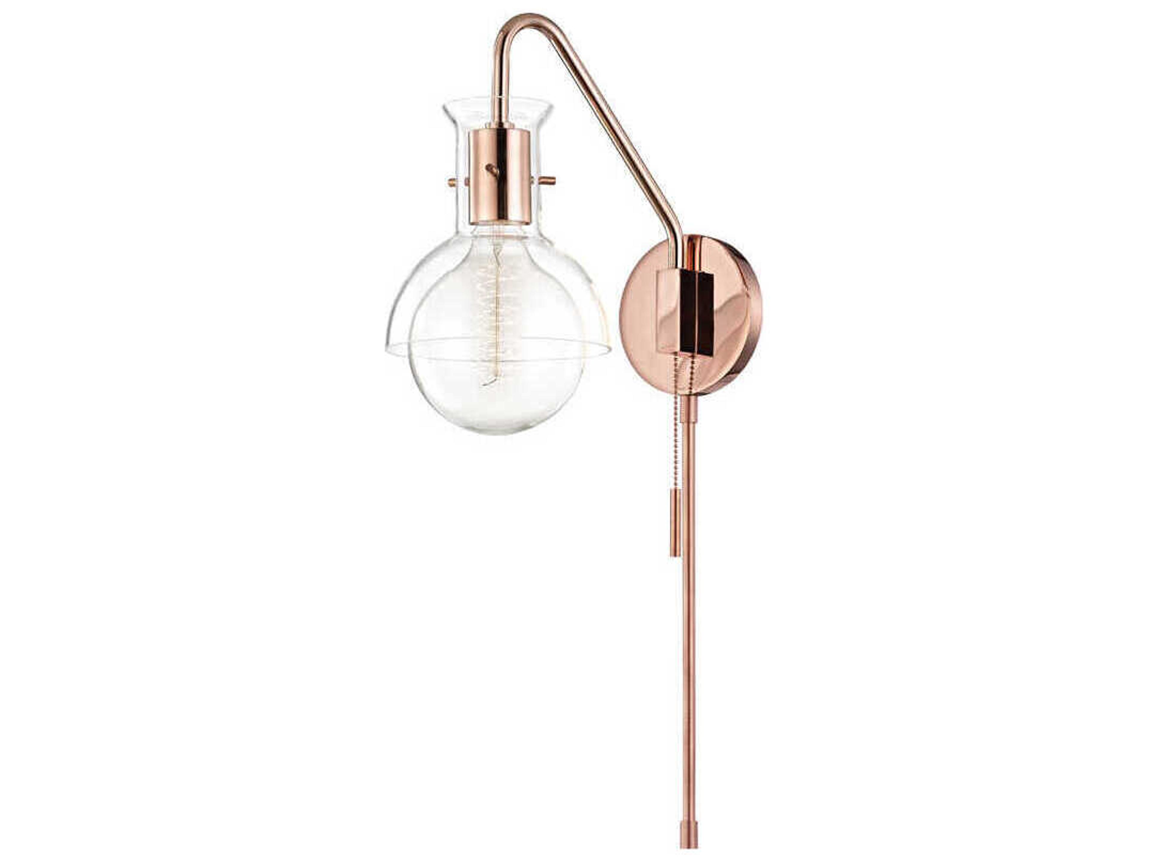 Mitzi Riley 1-Light Polished Copper Glass Wall Sconce