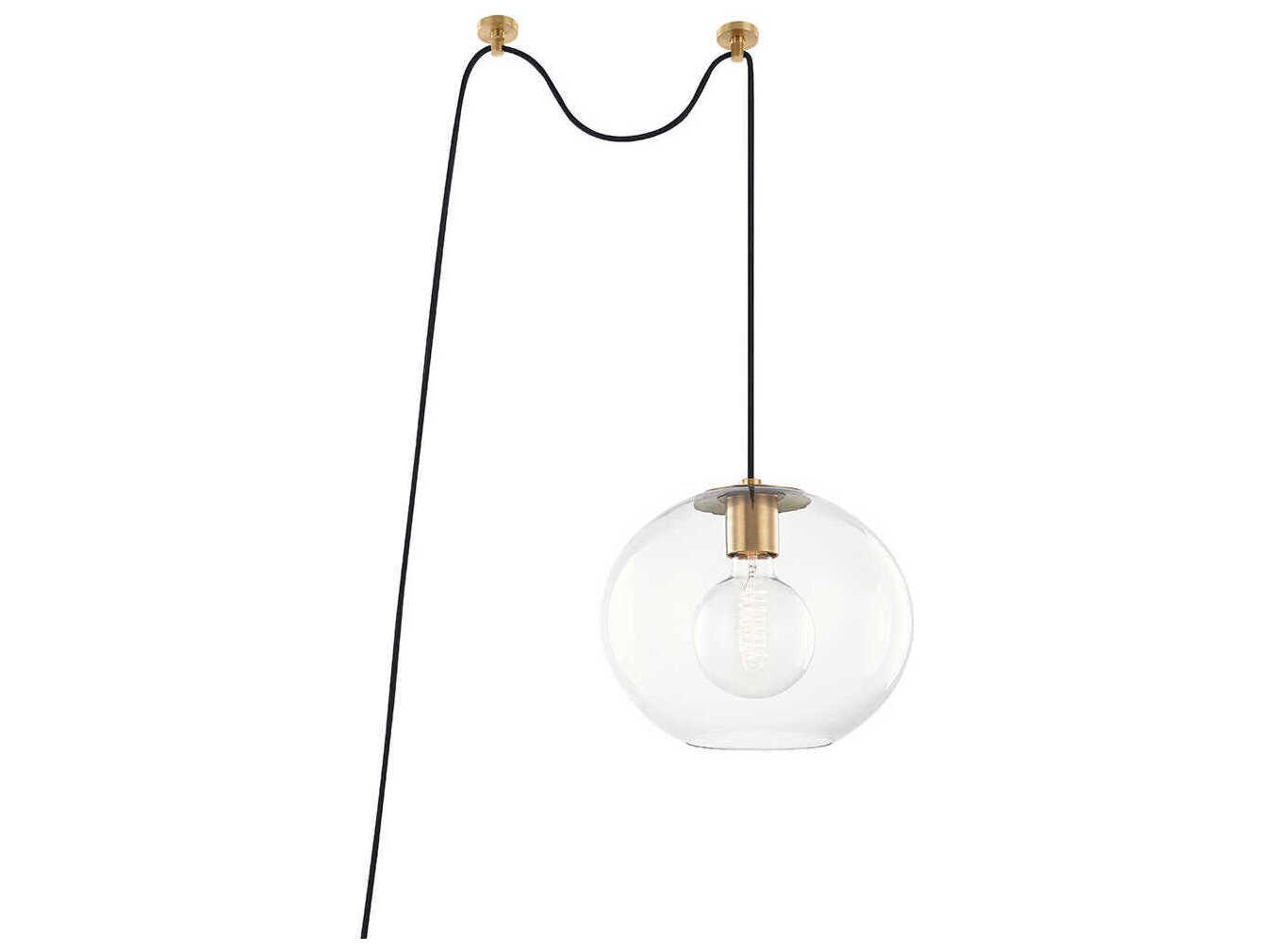 Mitzi Margot 1-Light Aged Brass Glass Globe Pendant