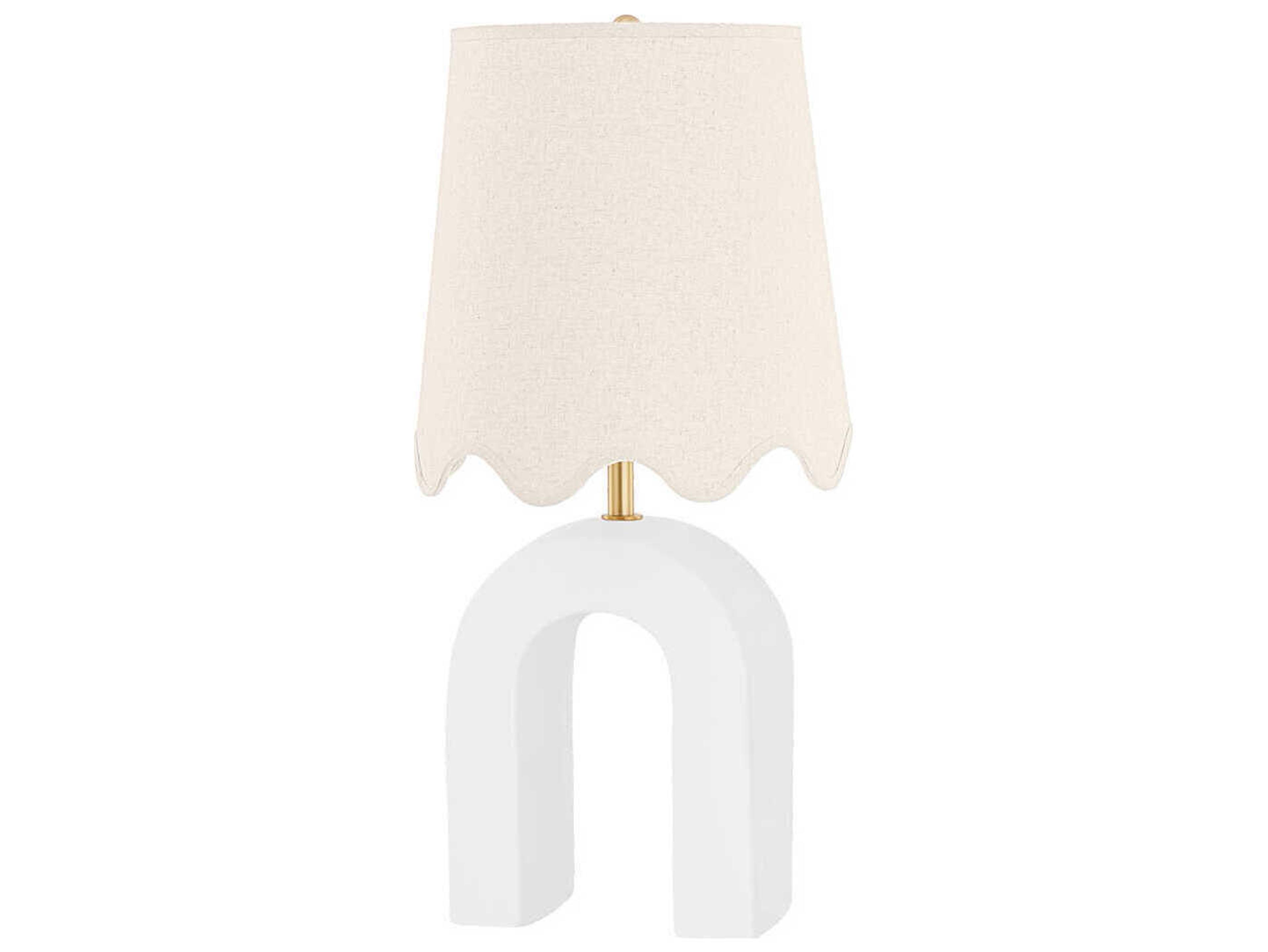 Mitzi Roshani Aged Brass Ceramic Raw Matte White Table Lamp