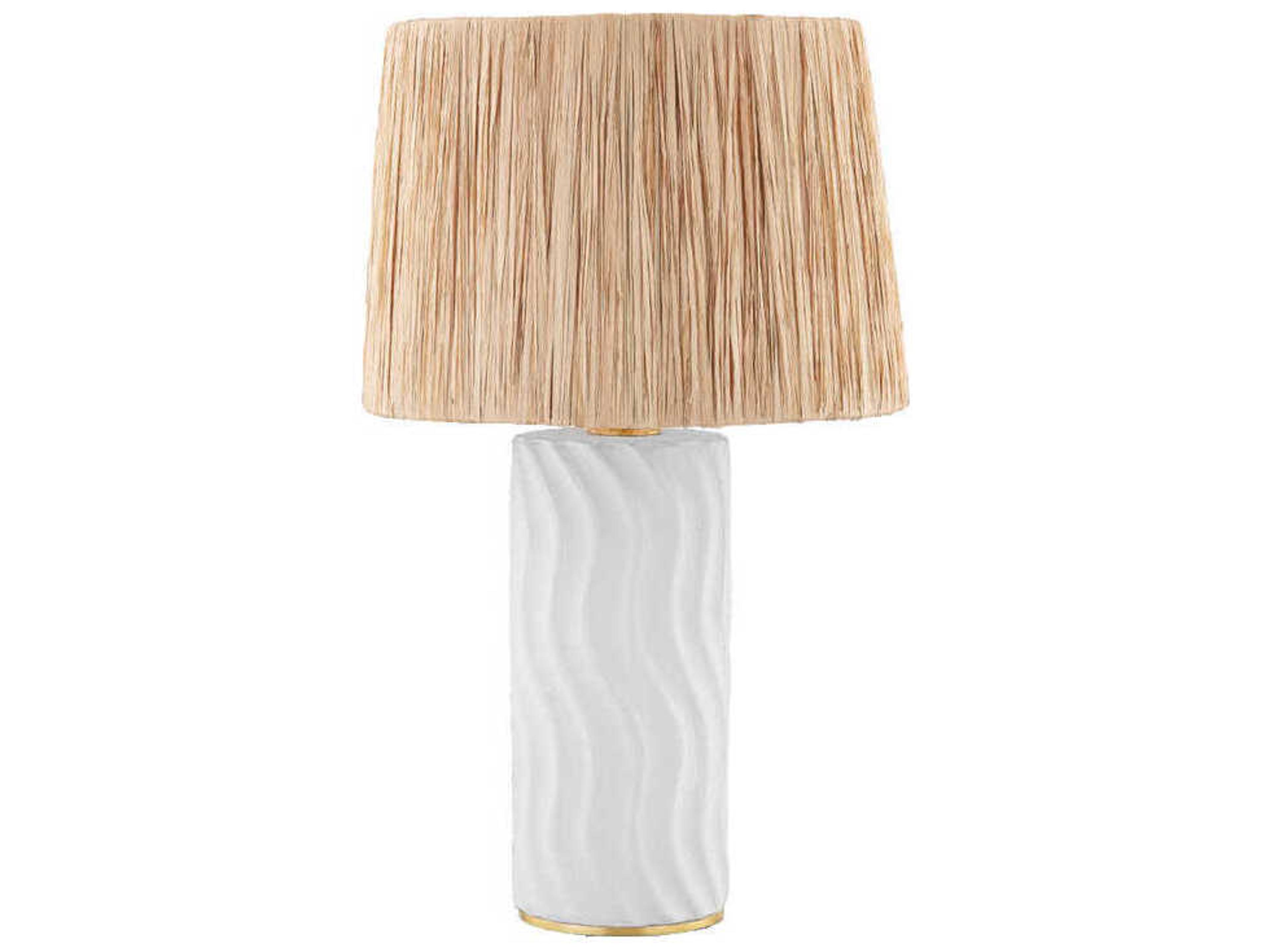 Mitzi Daniella Aged Brass Natural Raffia White Table Lamp
