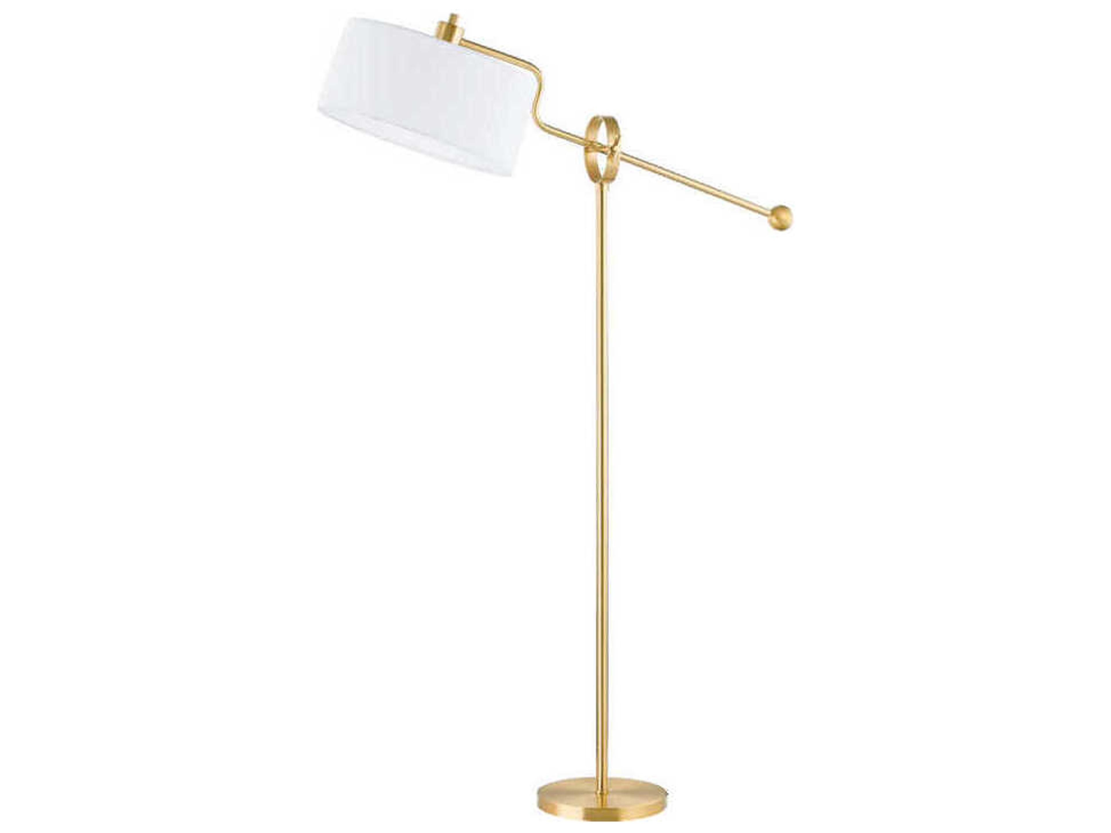 Mitzi Libby Aged Brass White Linen Floor Lamp