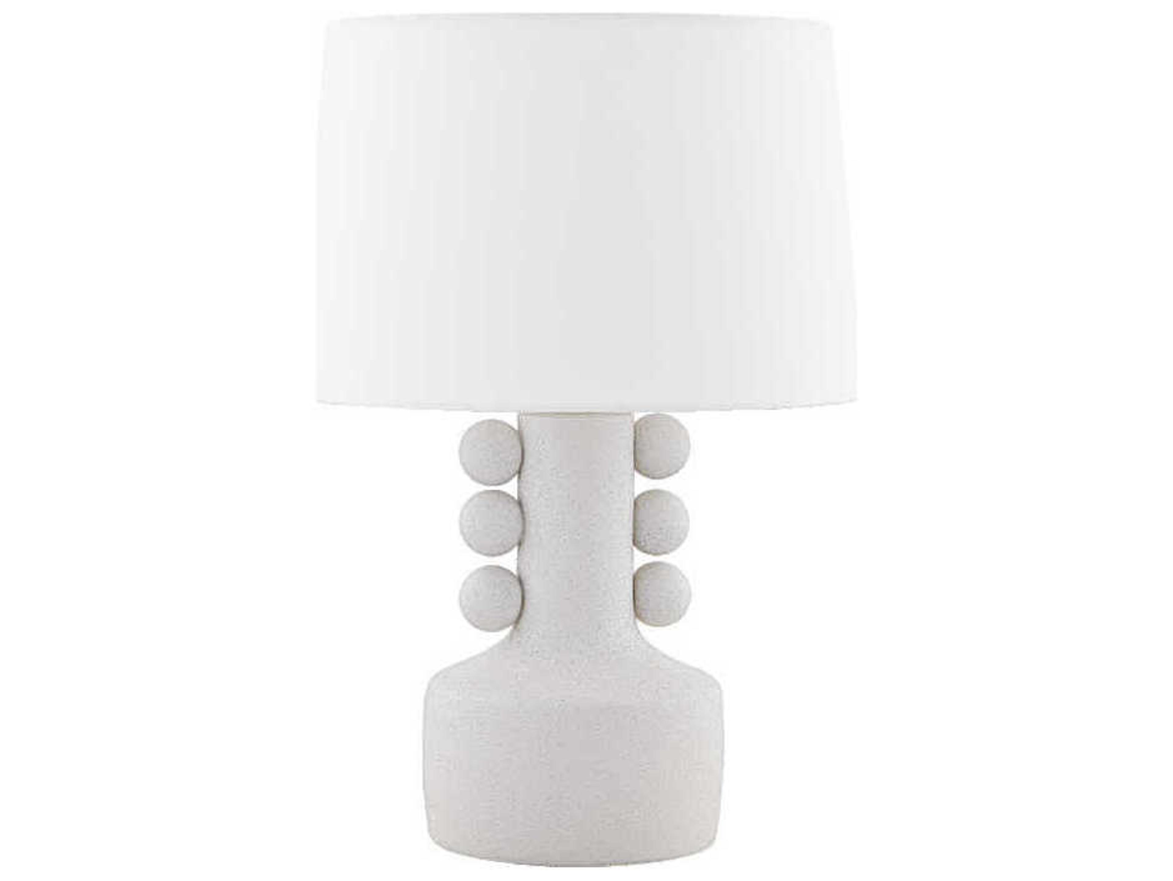 Mitzi Amalia Aged Brass White Linen Gray Table Lamp