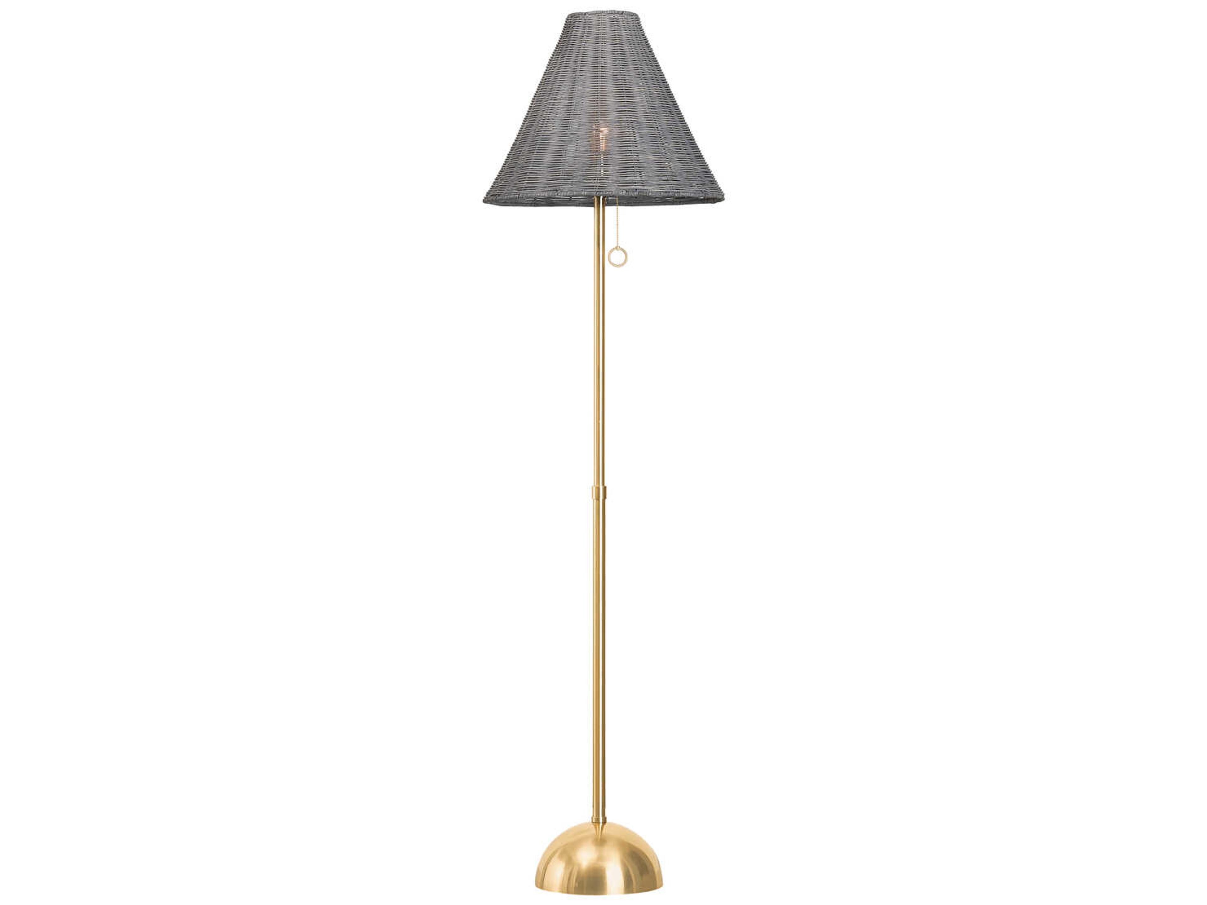 Mitzi Destiny Aged Brass Gray Natural Wicker Floor Lamp