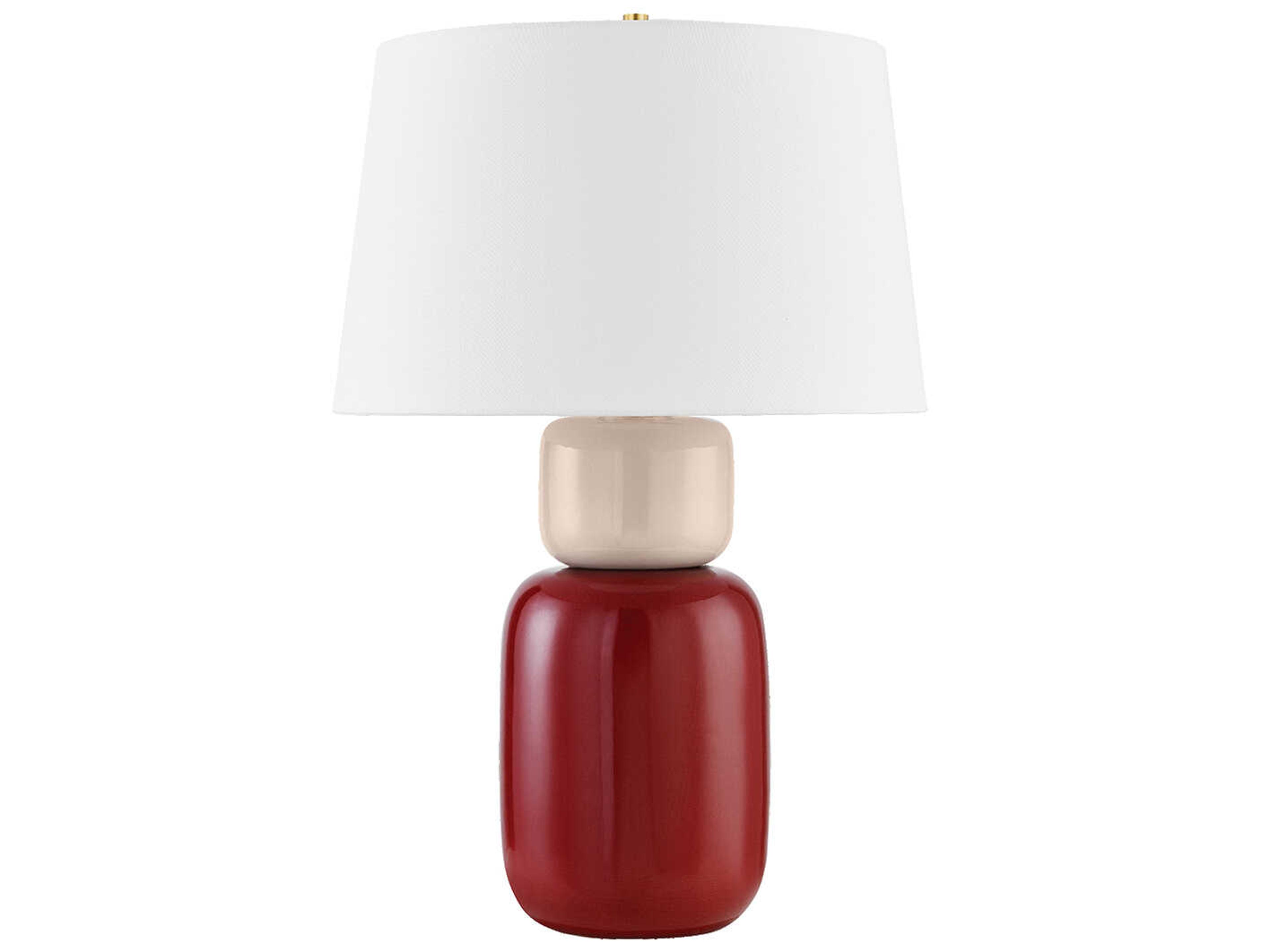 Mitzi Batya Aged Brass Ceramic Bordeaux Blush Red Table Lamp