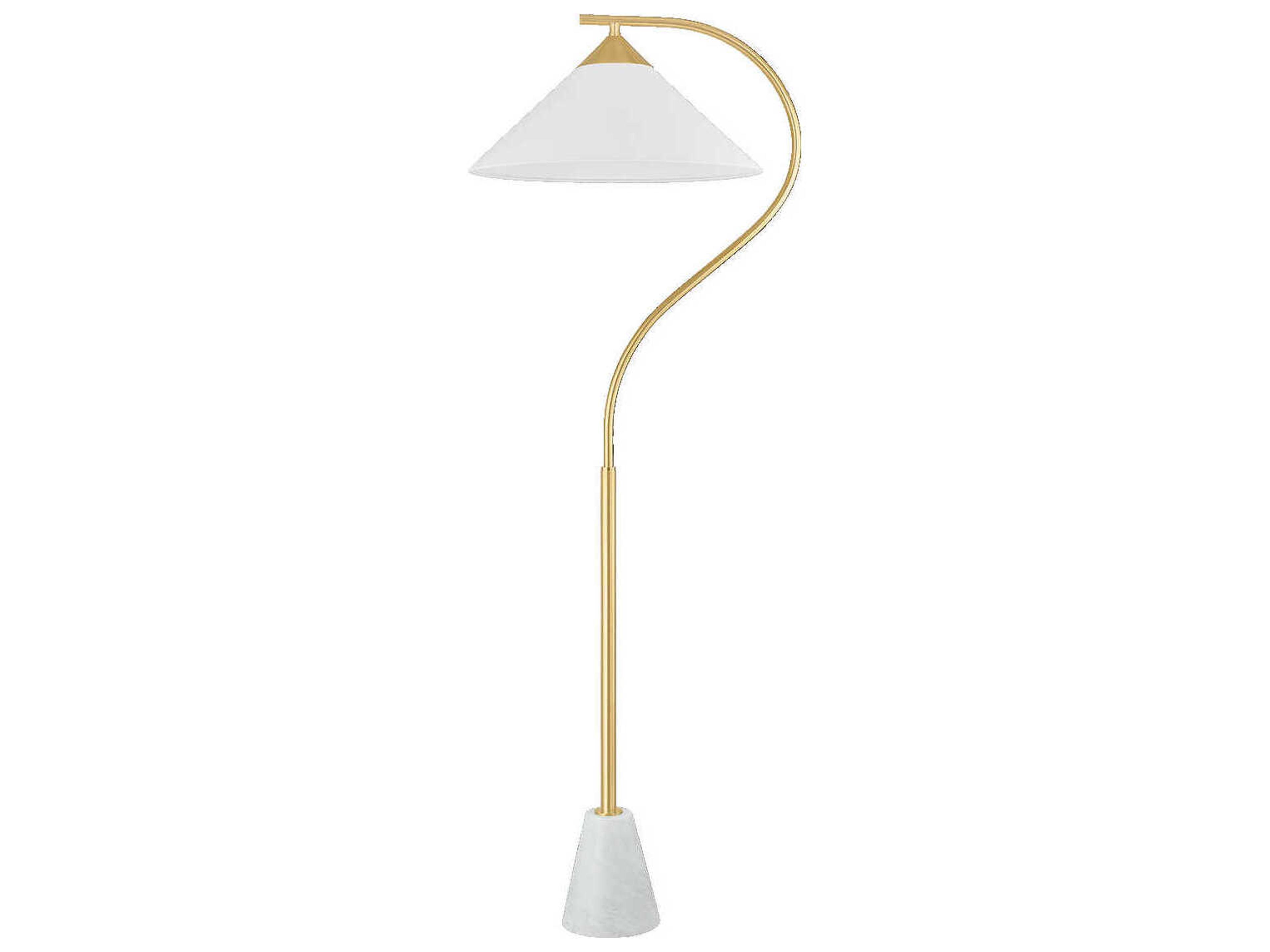 Mitzi Bianca Aged Brass White Linen Floor Lamp