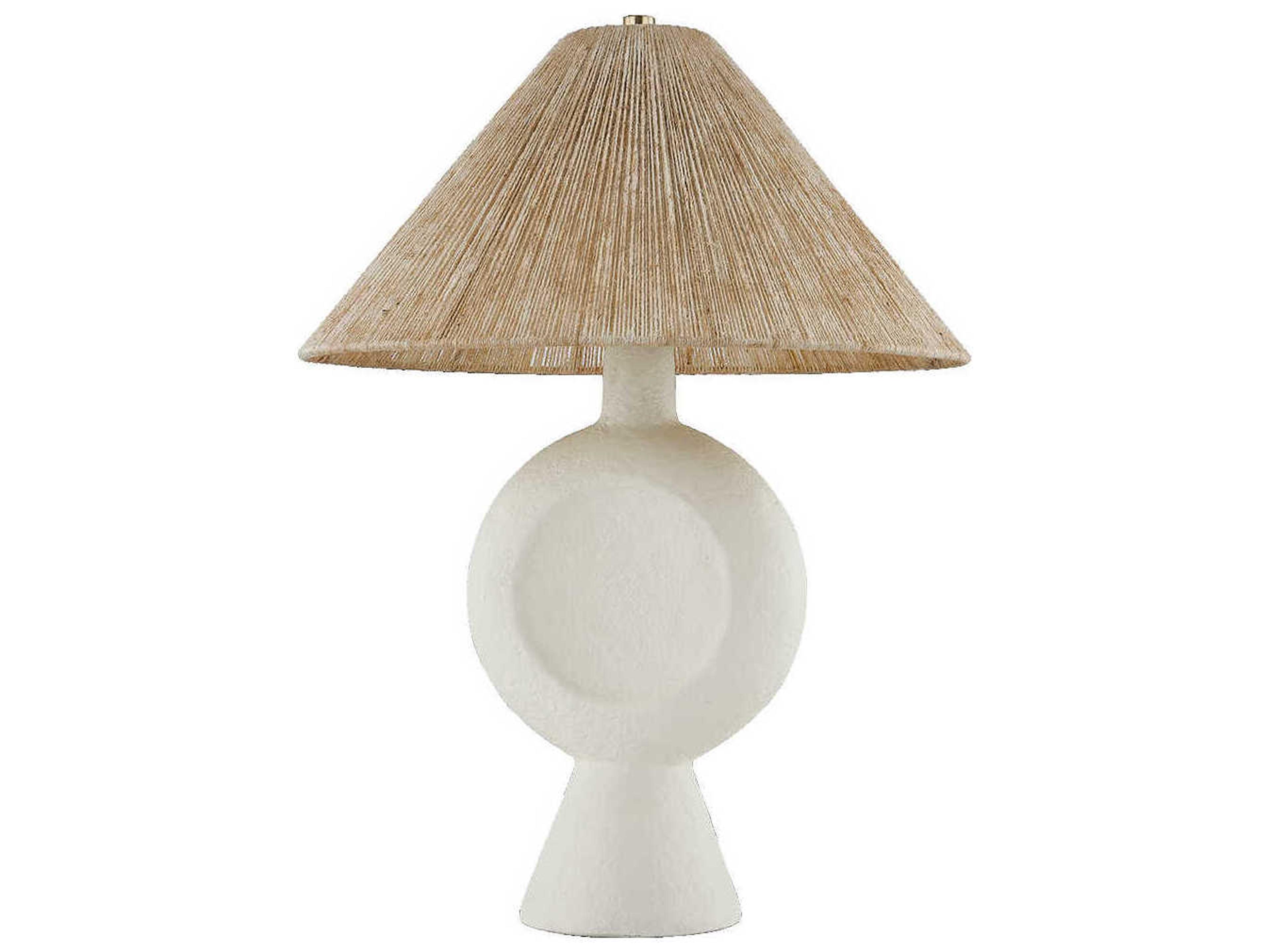 Mitzi Centella Aged Brass White Plaster Natural Jute String Woven Table Lamp