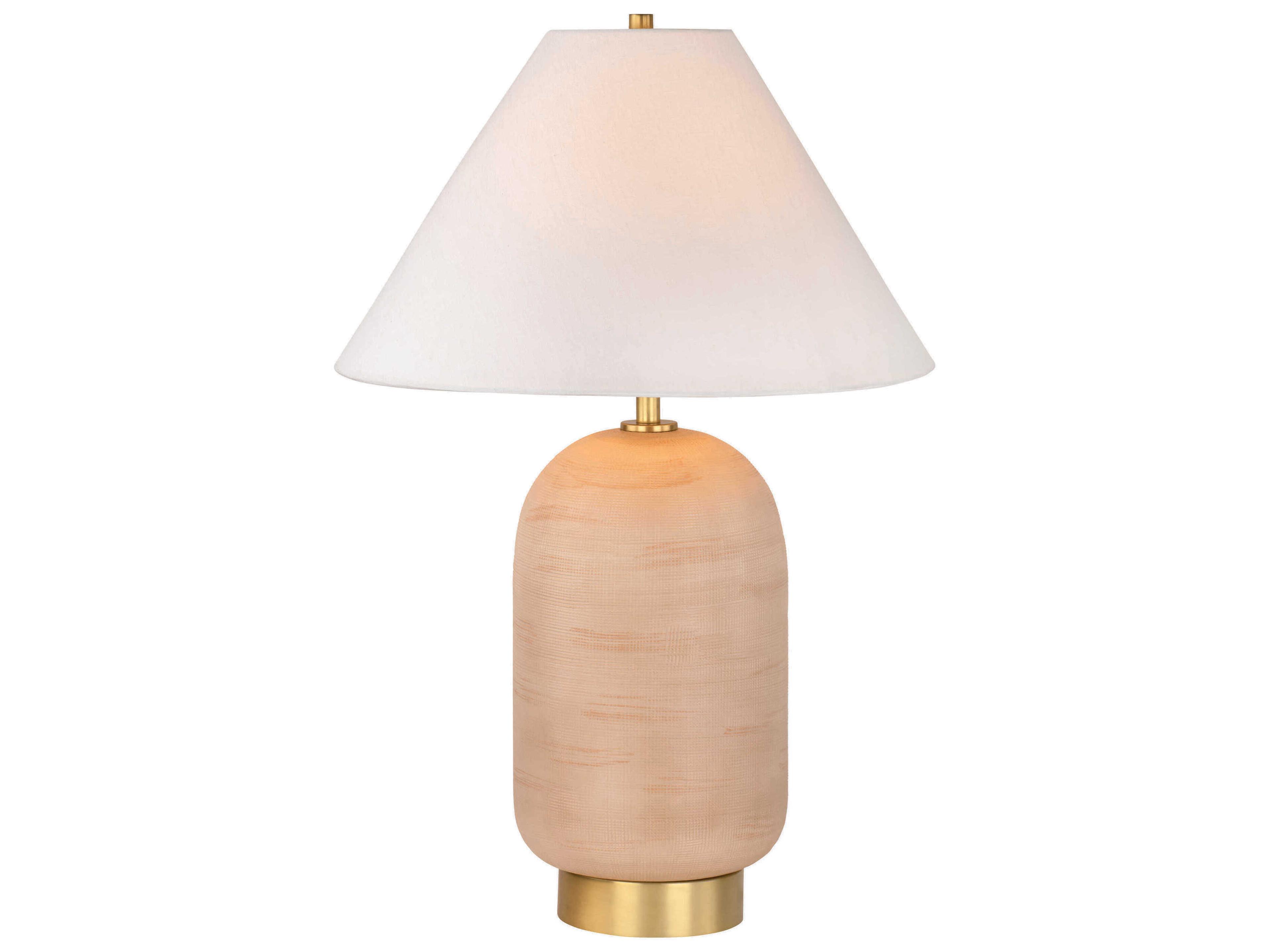 Mitzi Raven Aged Brass White Linen Fabric Pink Buffet Lamp