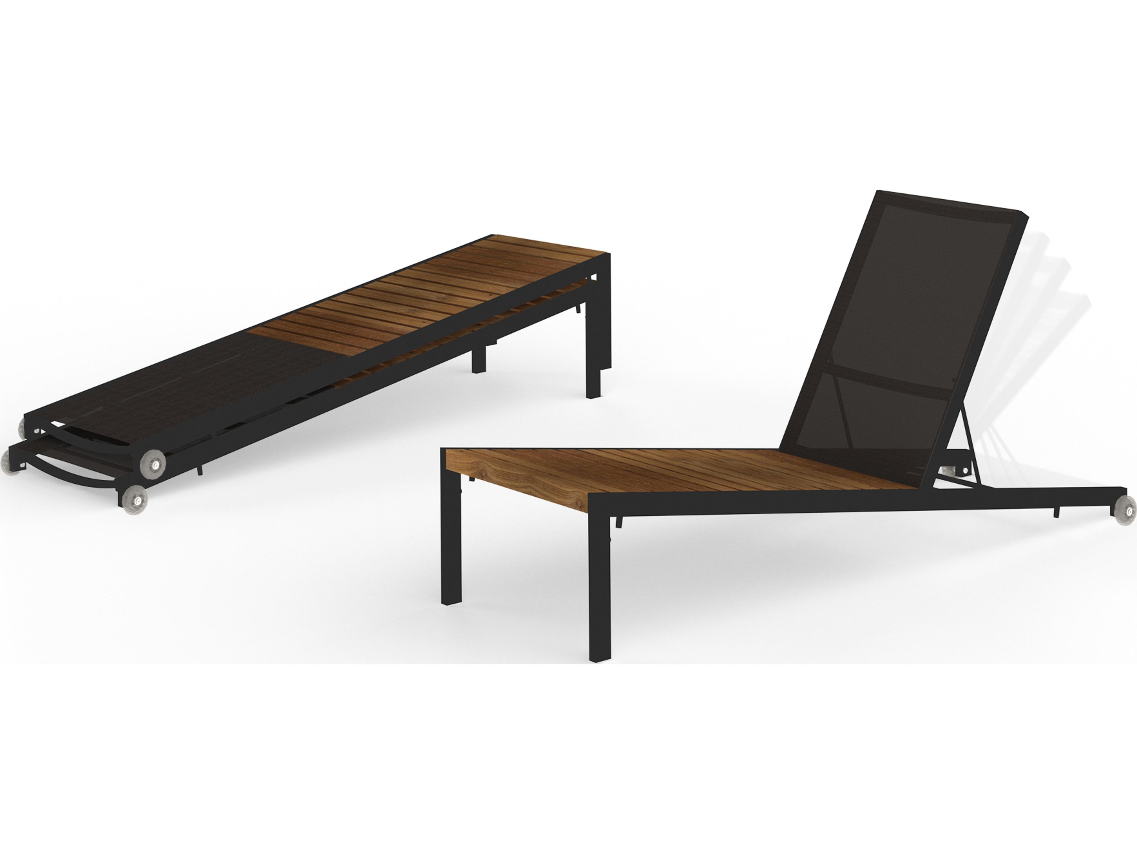 MamaGreen Bondi Quick Ship Sling Aluminum Teak Outdoor Chaise Lounge