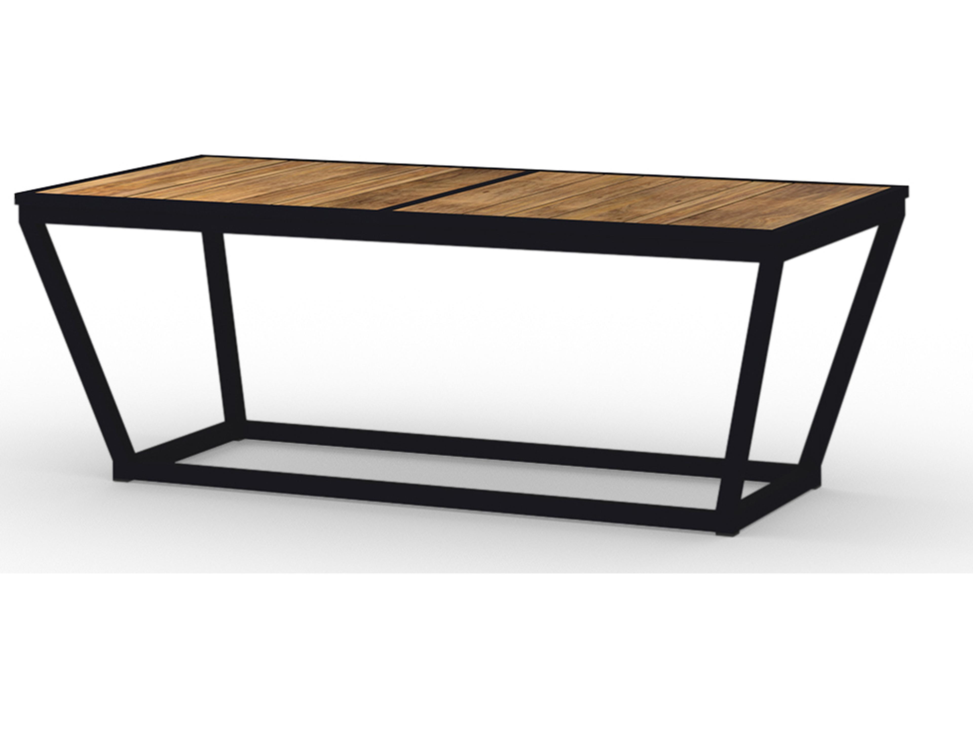MamaGreen Bondi Aluminum Rectangular Teak Top Patio Coffee Table