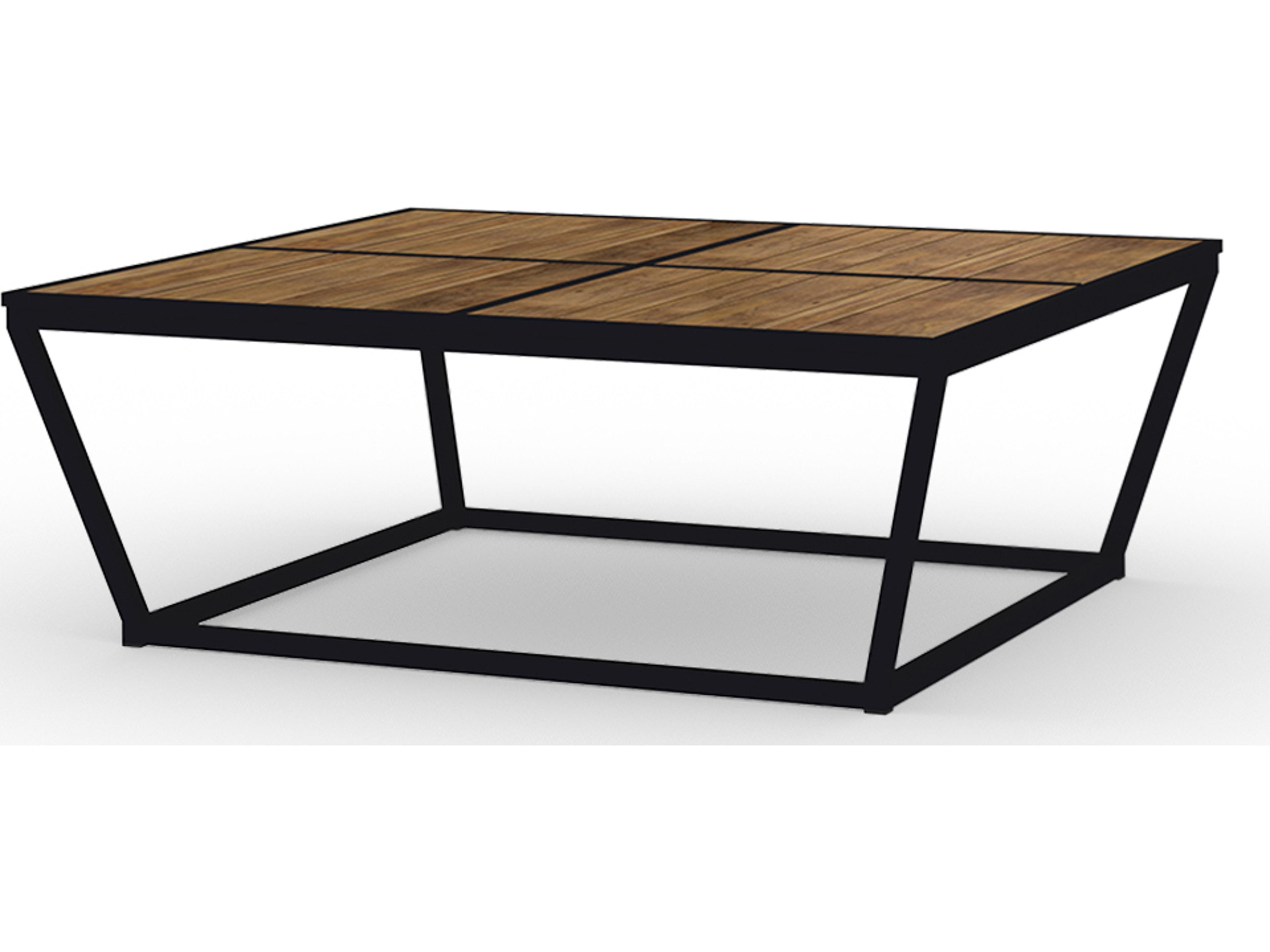 MamaGreen Bondi Aluminum Big Square Teak Top Outdoor Coffee Table