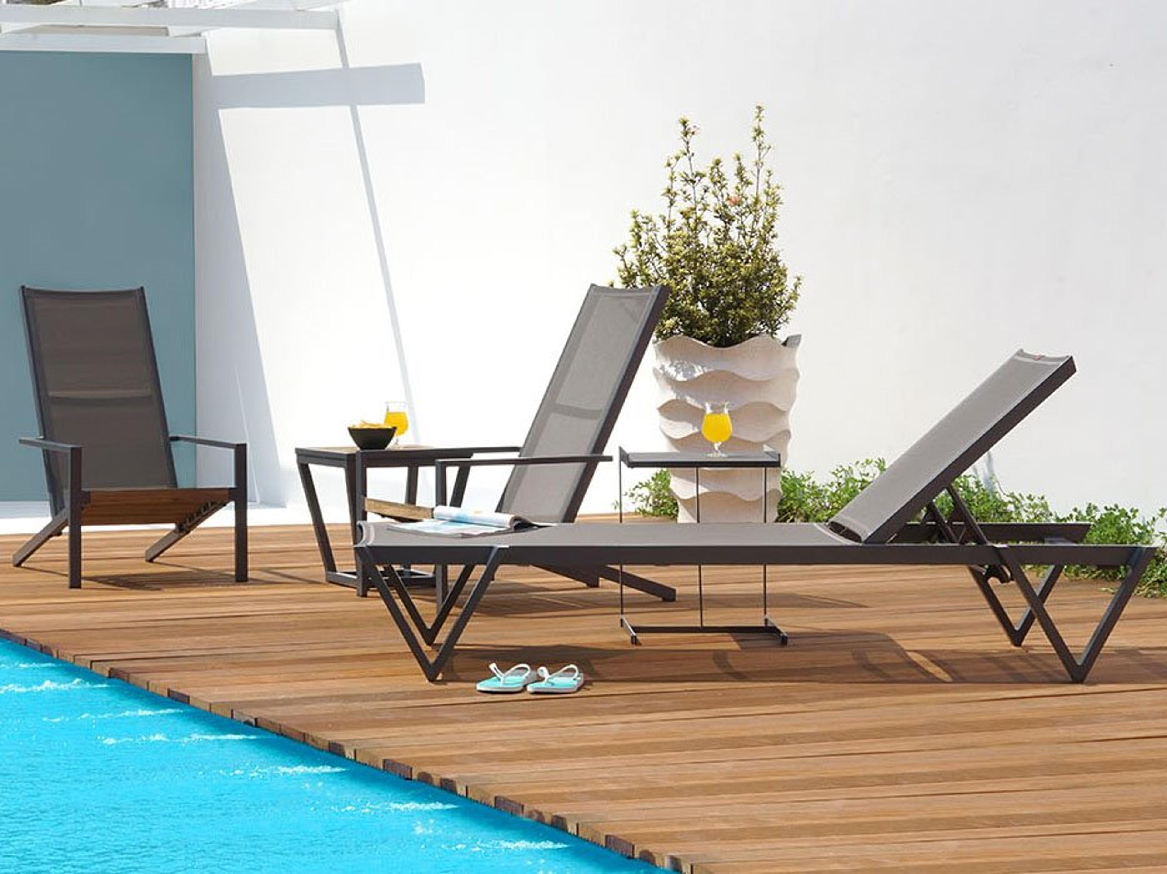 MamaGreen Bondi Sling Aluminum Teak Patio Lounge Set