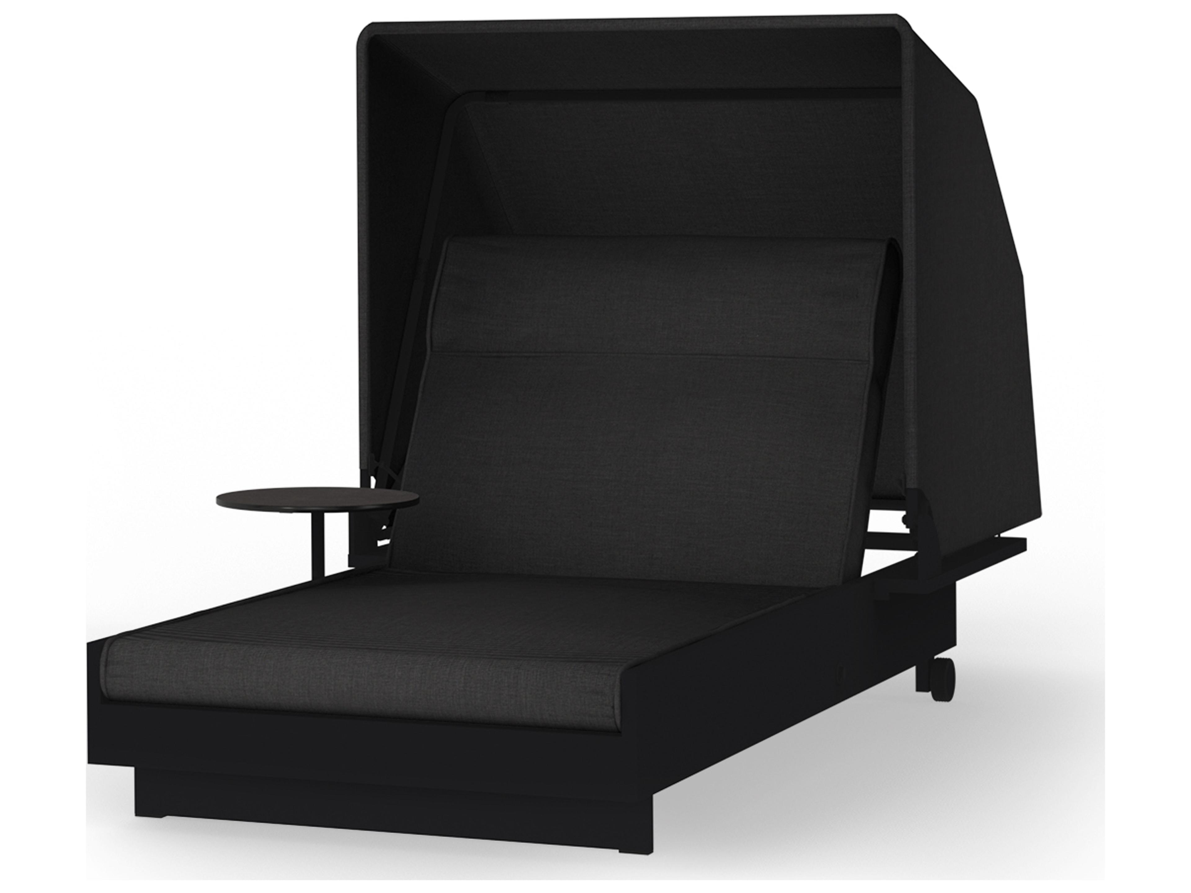 MamaGreen Boulevard Aluminum Sunbed Outdoor Patio Chaise Lounge with Canopy and Integrated Table