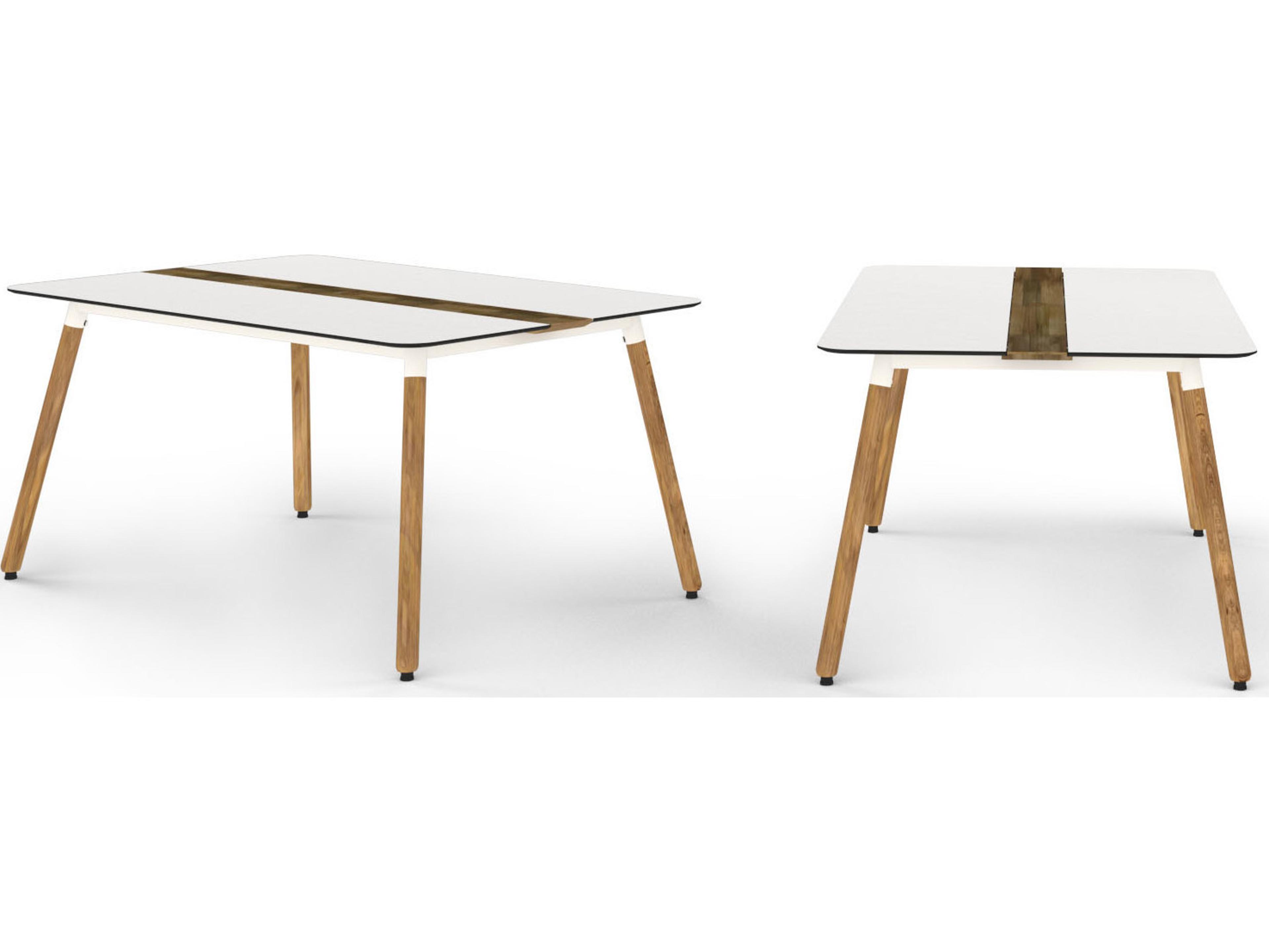 MamaGreen Daisy Aluminum Teak Rectangular HPL Top Outdoor Patio Dining Table