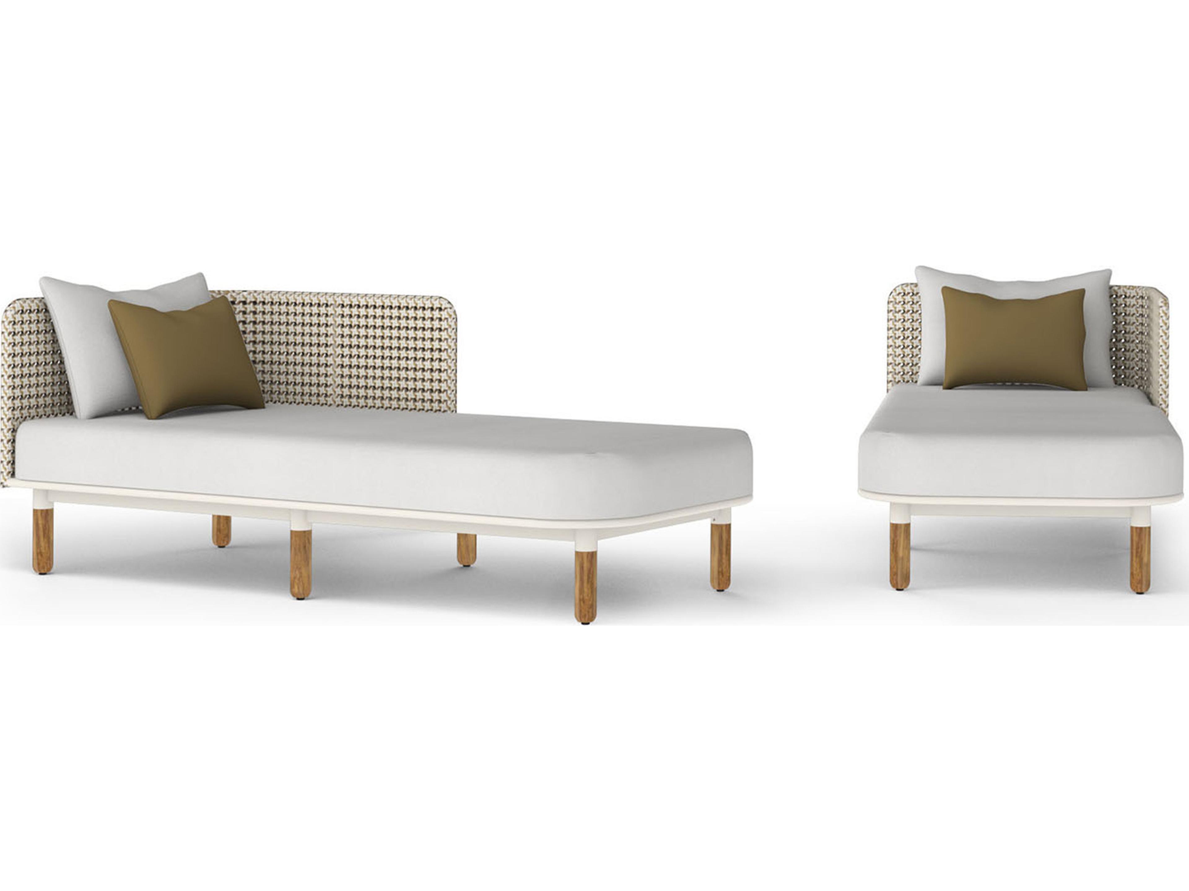 MamaGreen Daisy Mae Deep Seating Mae Teak Wicker Left Hand Outdoor Chaise Lounge