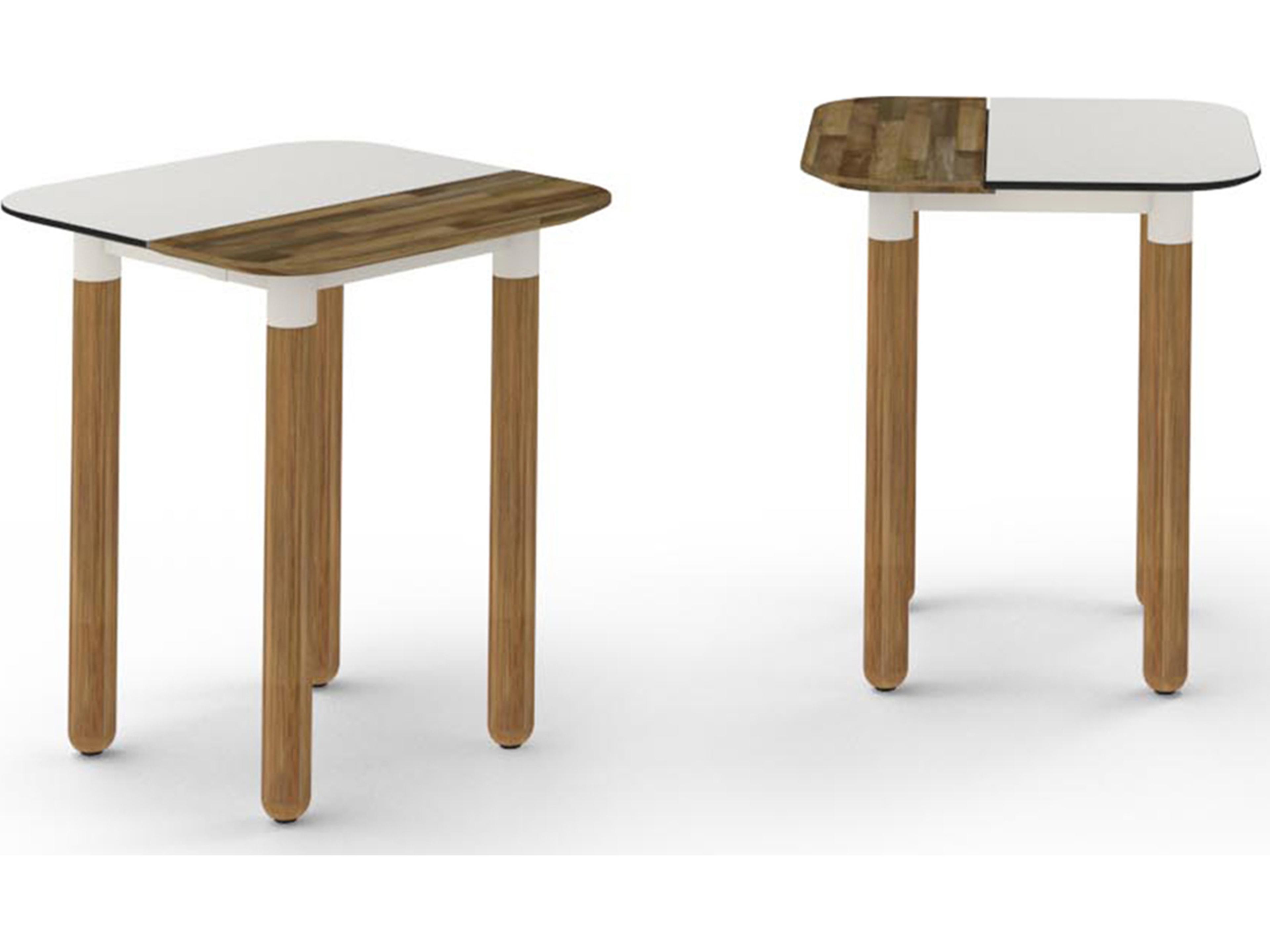 MamaGreen Daisy Quick Ship Aluminum Teak Square HPL Top Outdoor End Table