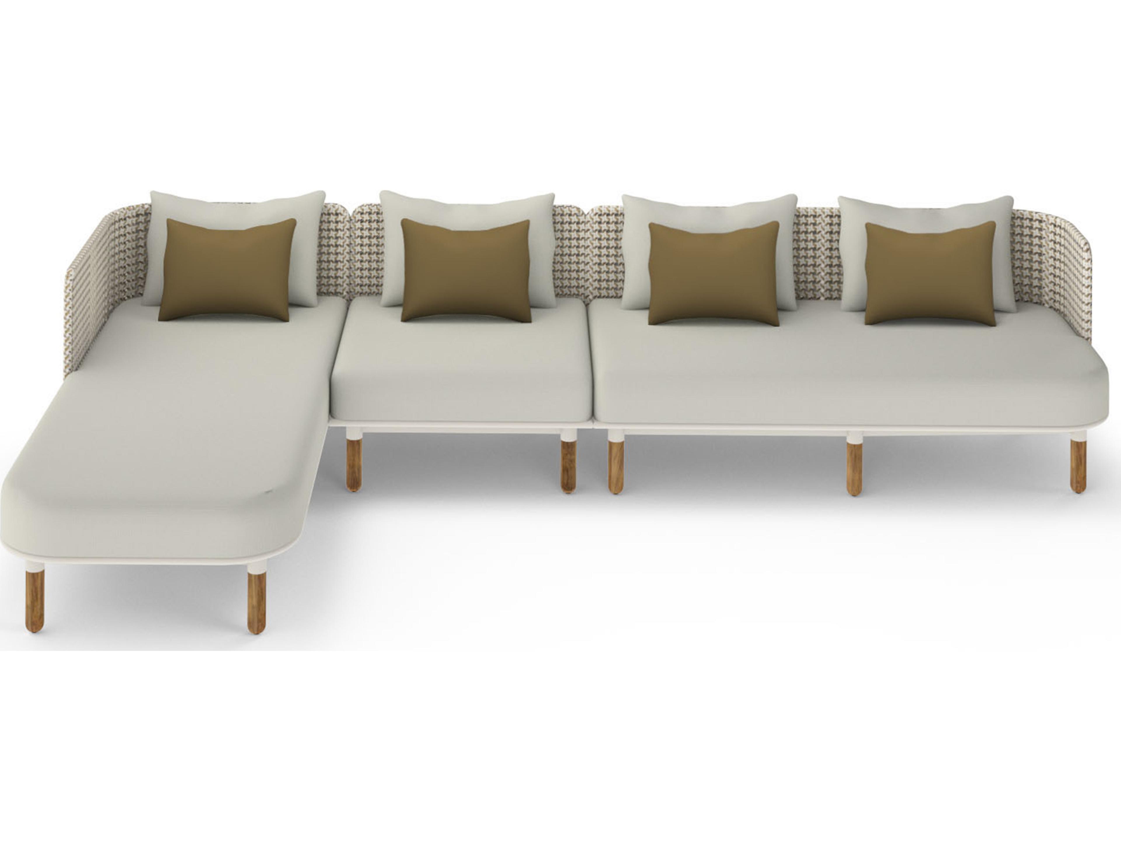 MamaGreen Daisy Mae Deep Seating Teak Wicker Sectional Outdoor Patio Lounge Set