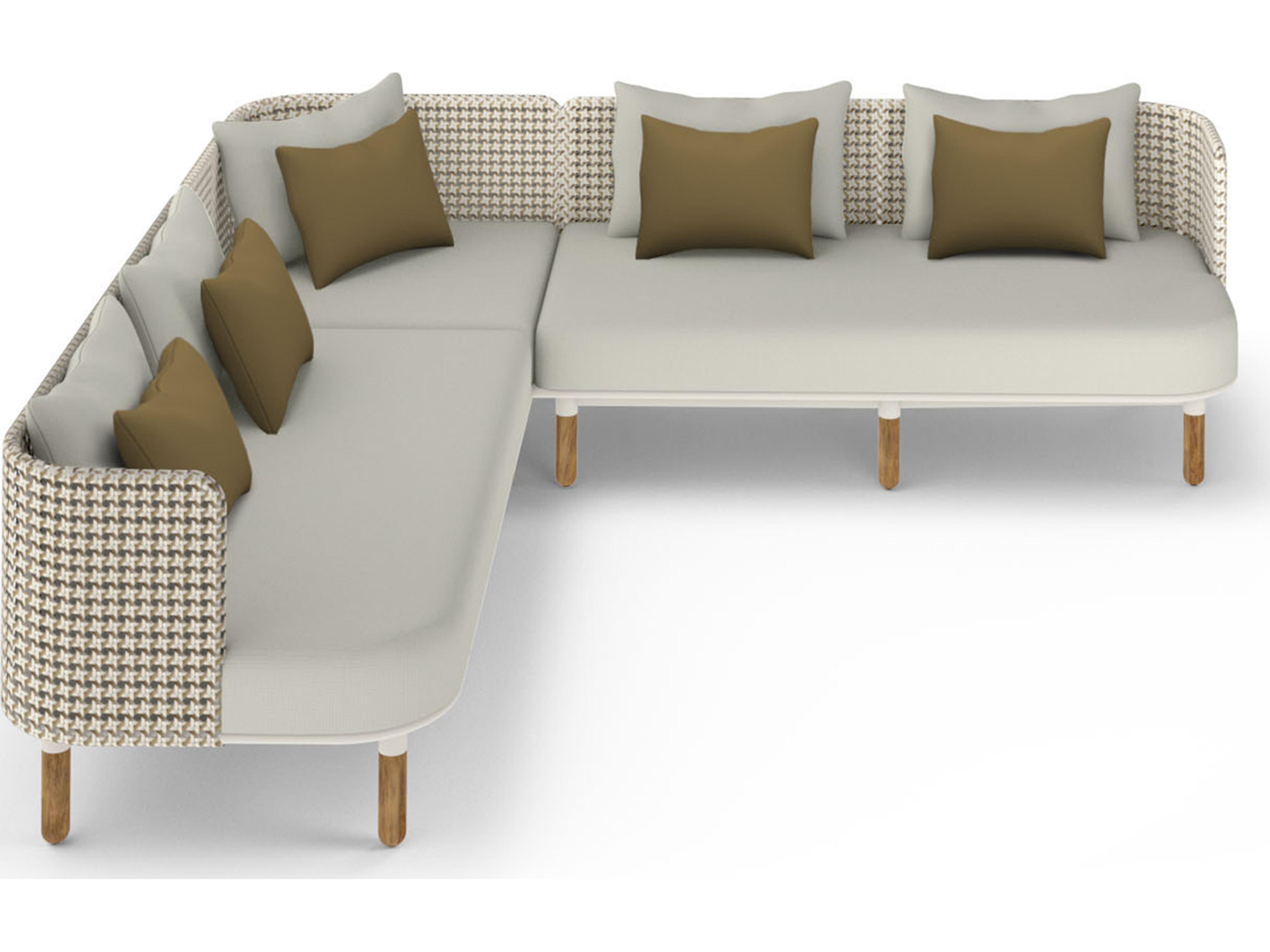 MamaGreen Daisy Mae Deep Seating Teak Wicker Sectional Outdoor Lounge Set