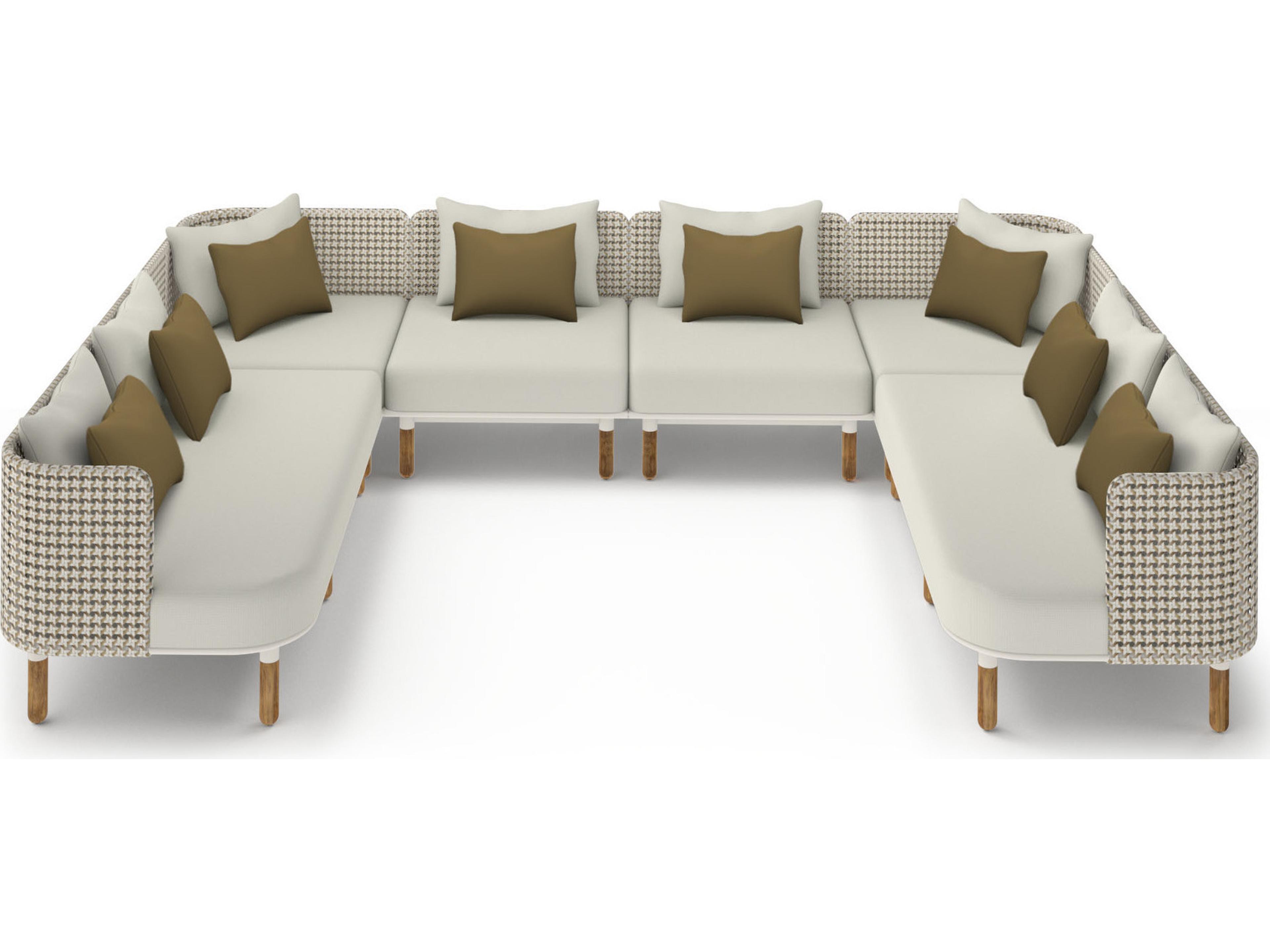 MamaGreen Daisy Mae Deep Seating Teak Wicker Sectional Outdoor Patio Lounge Set