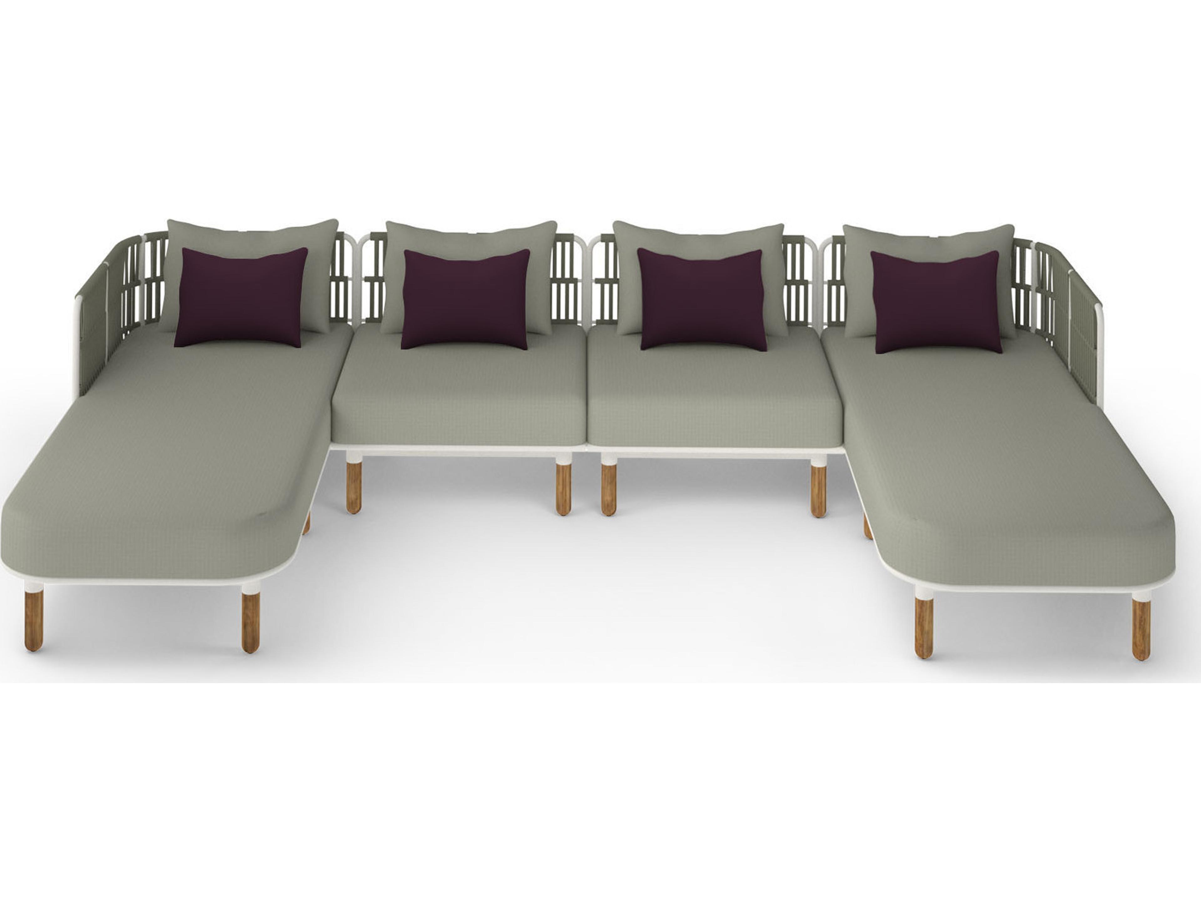 MamaGreen Daisy Rae Deep Seating Teak Rope Sectional Outdoor Lounge Set