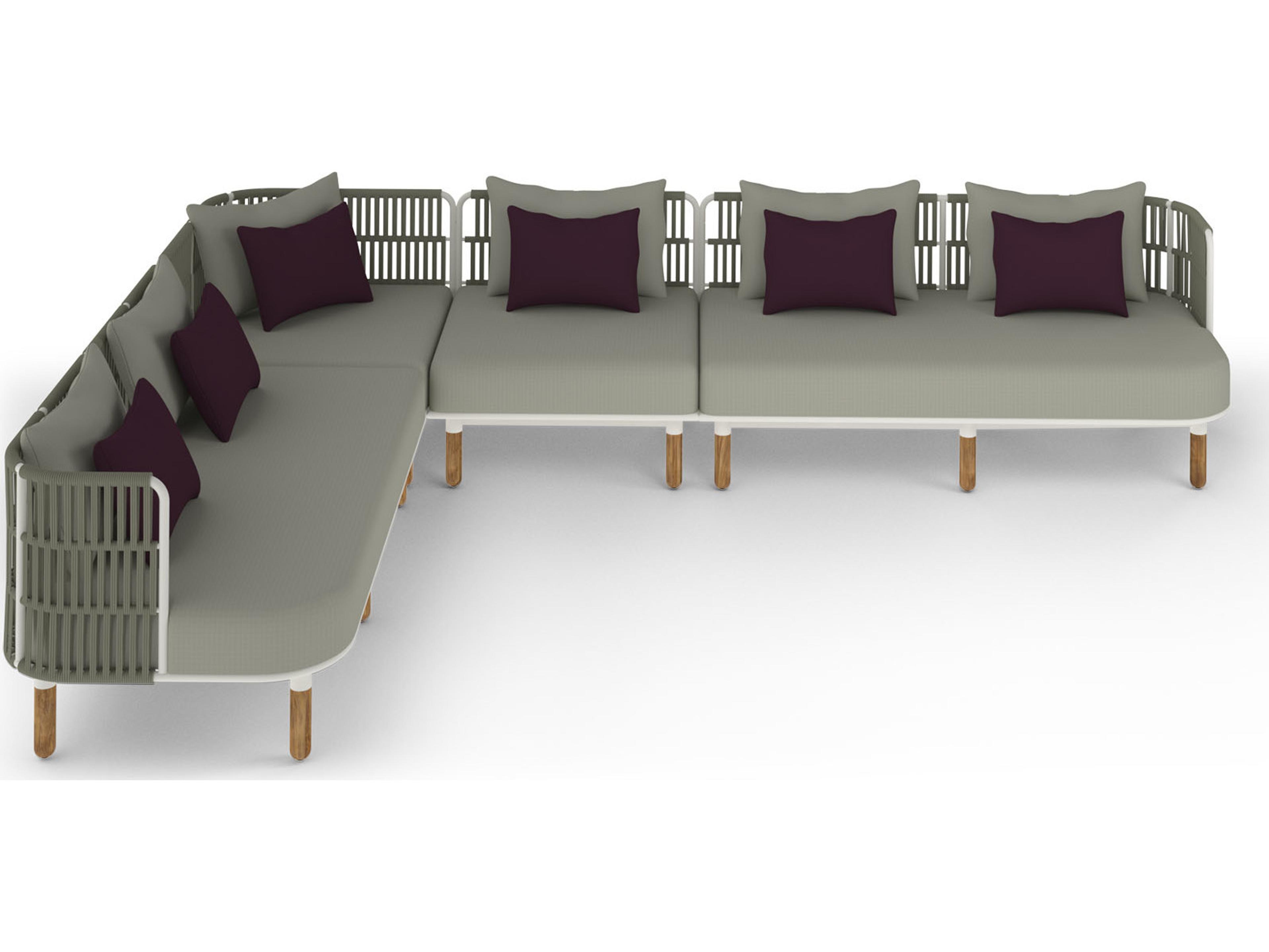 MamaGreen Daisy Rae Deep Seating Teak Rope Sectional Outdoor Patio Lounge Set