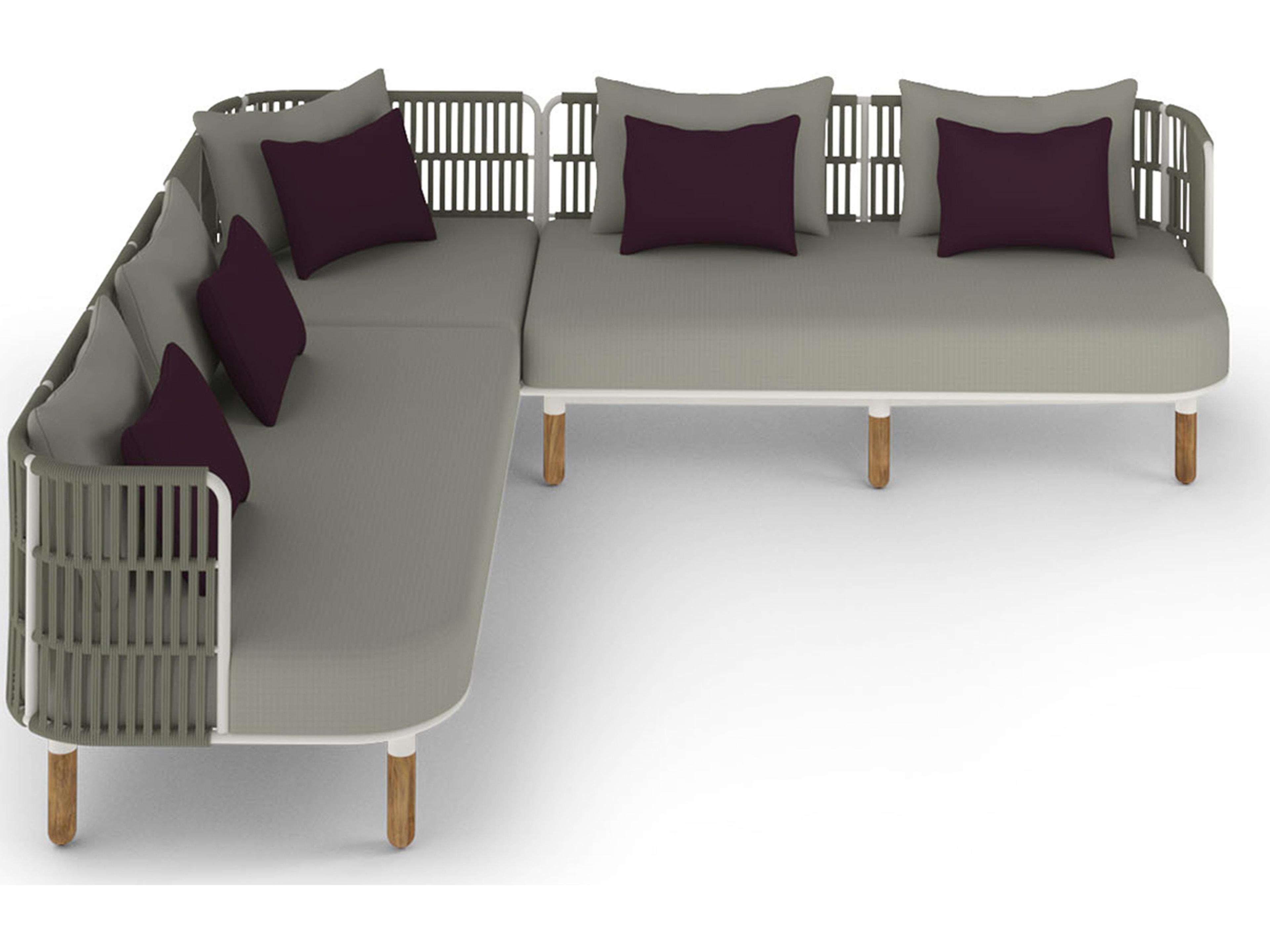 MamaGreen Daisy Rae Deep Seating Teak Rope Sectional Outdoor Lounge Set