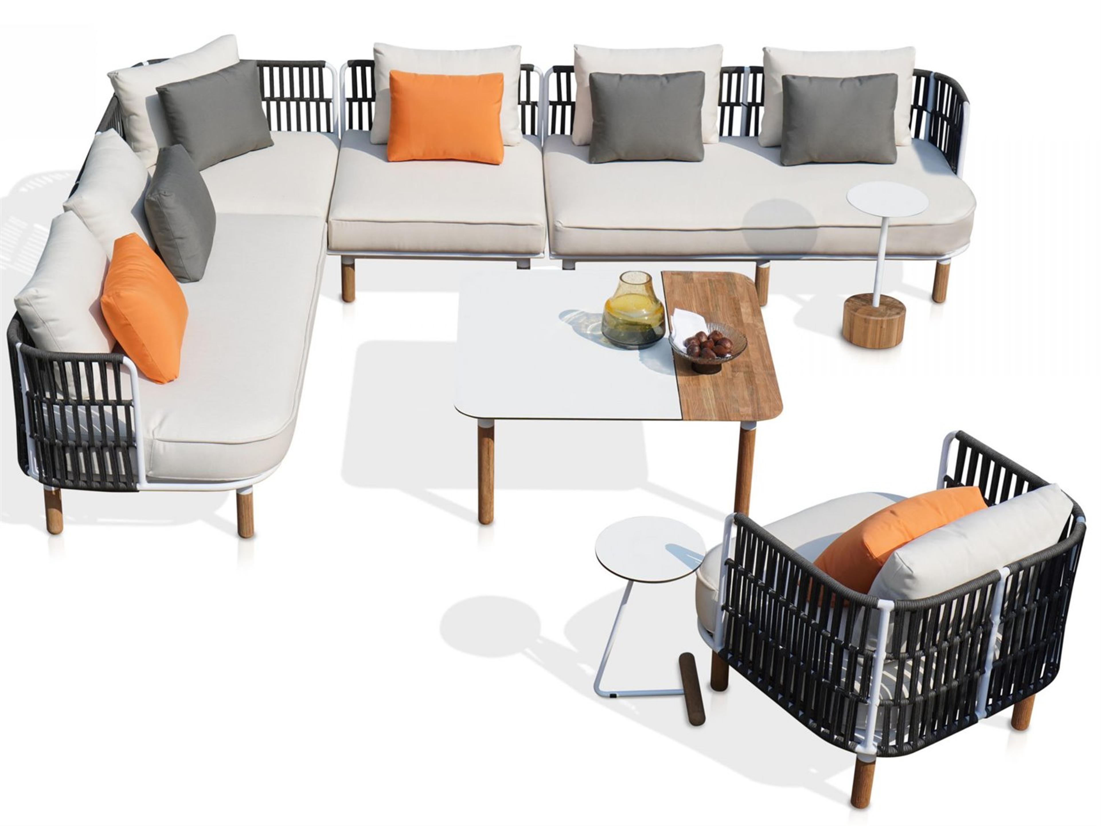 MamaGreen Daisy Rae Deep Seating Teak Rope Sectional Patio Lounge Set