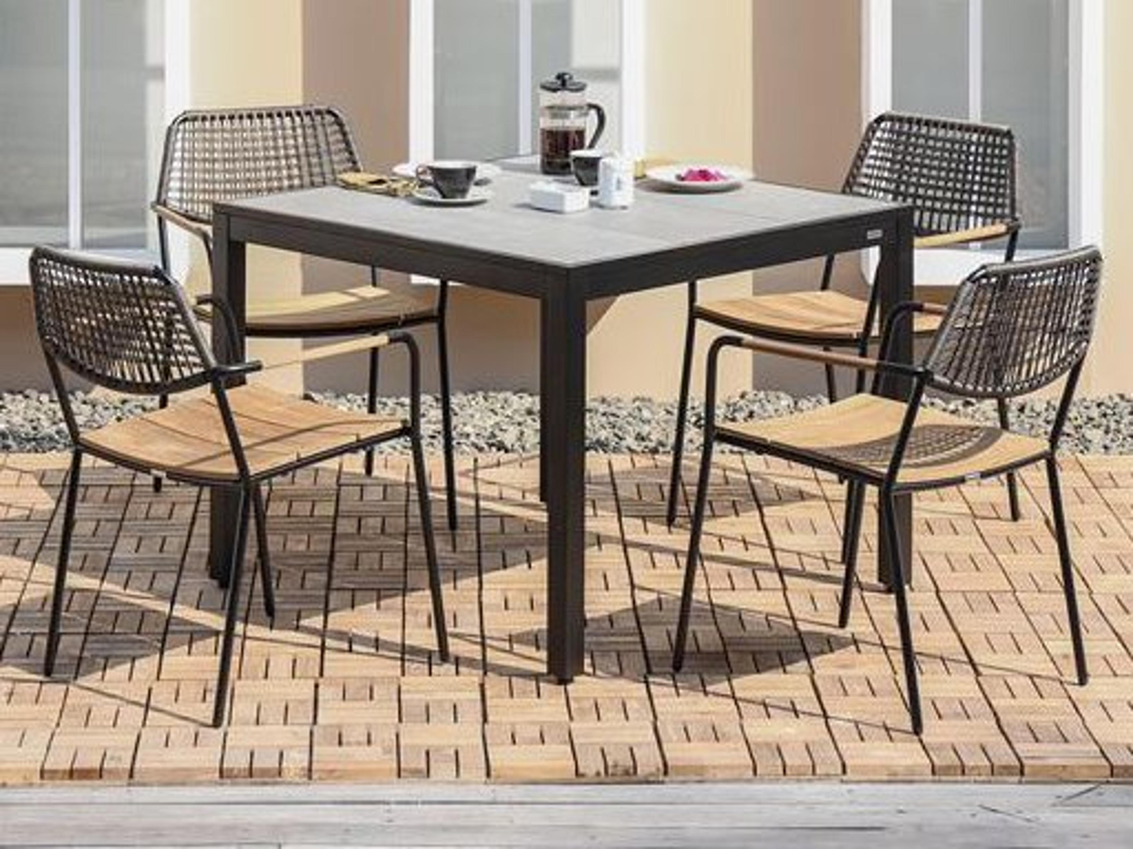 MamaGreen Meika Steel Teak Outdoor Patio Dining Set