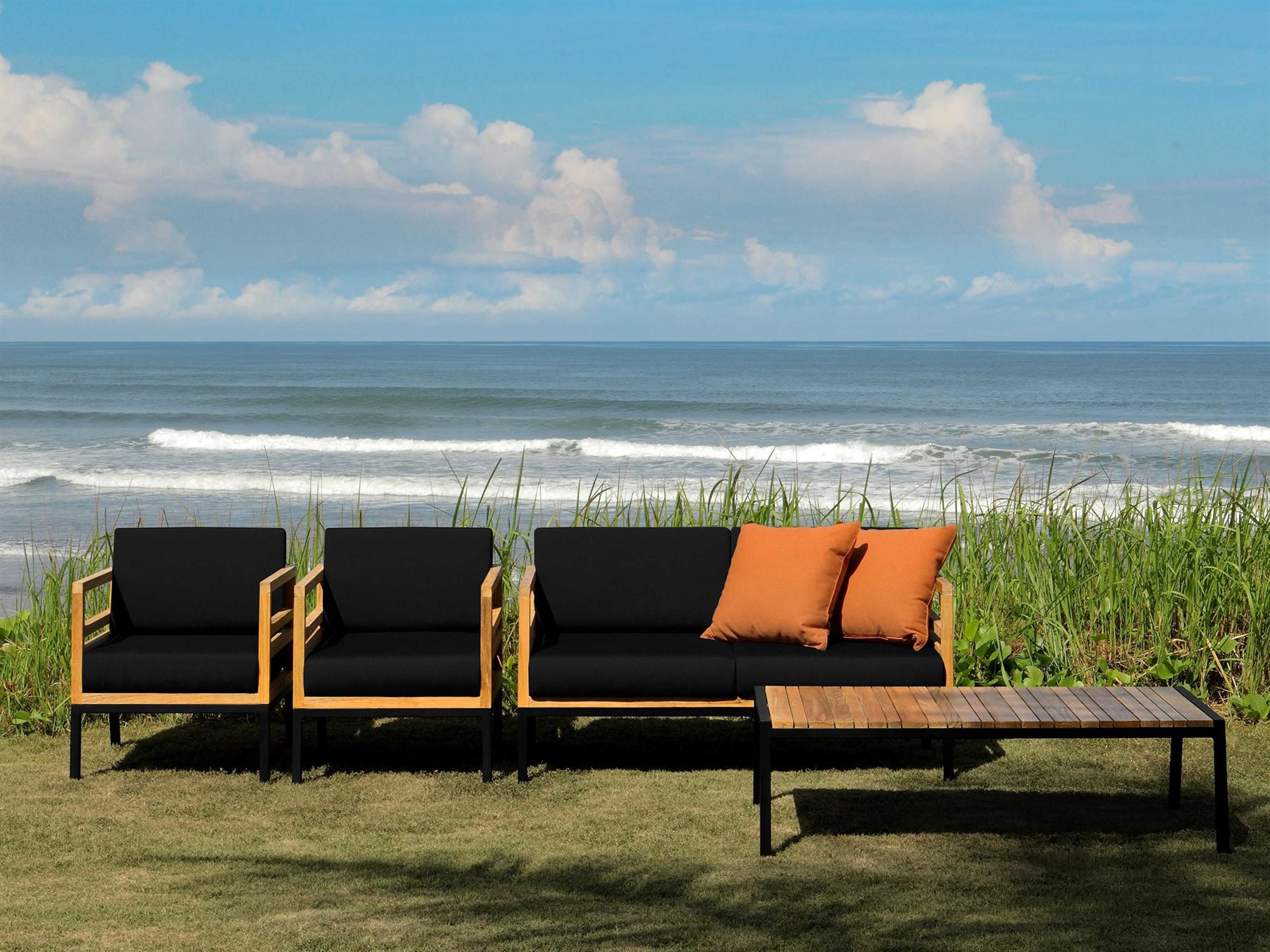 Mamagreen Zudu Aluminum Steel Teak Cushion Patio Lounge Set