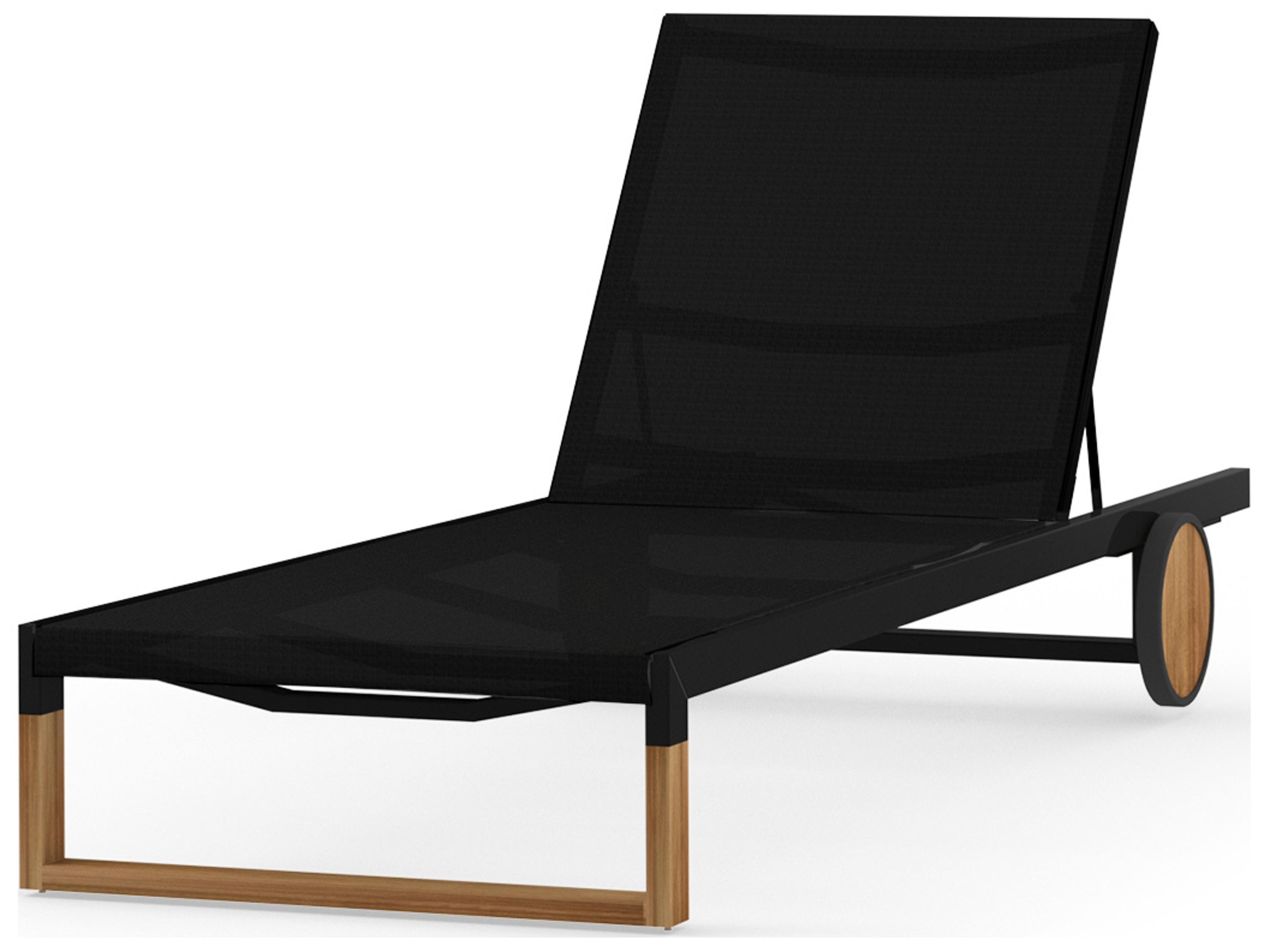 MamaGreen Ekka Quick Ship Teak Sling Outdoor Chaise Lounge