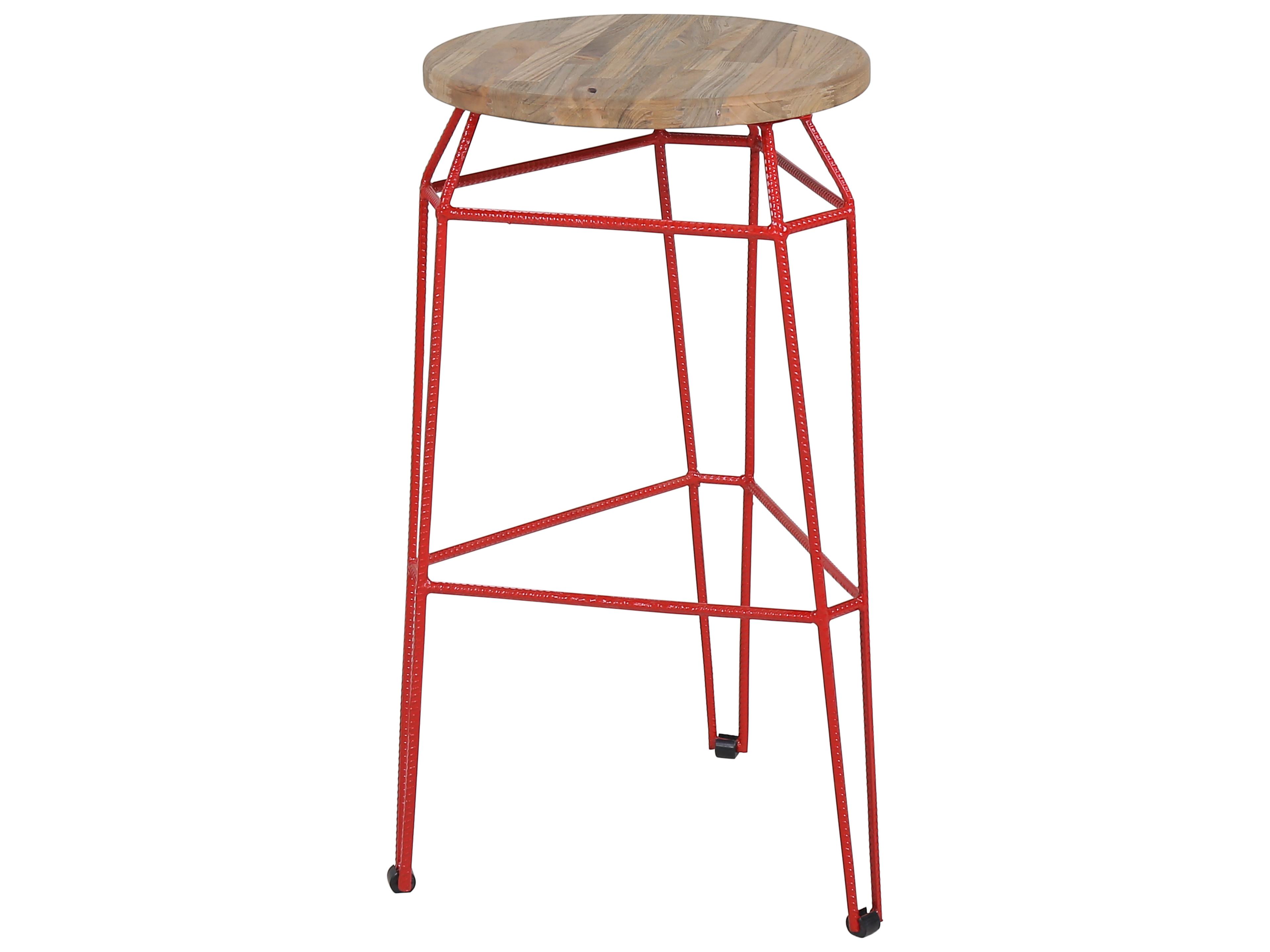 MamaGreen Match Aluminum Teak Round Patio Bar Stool