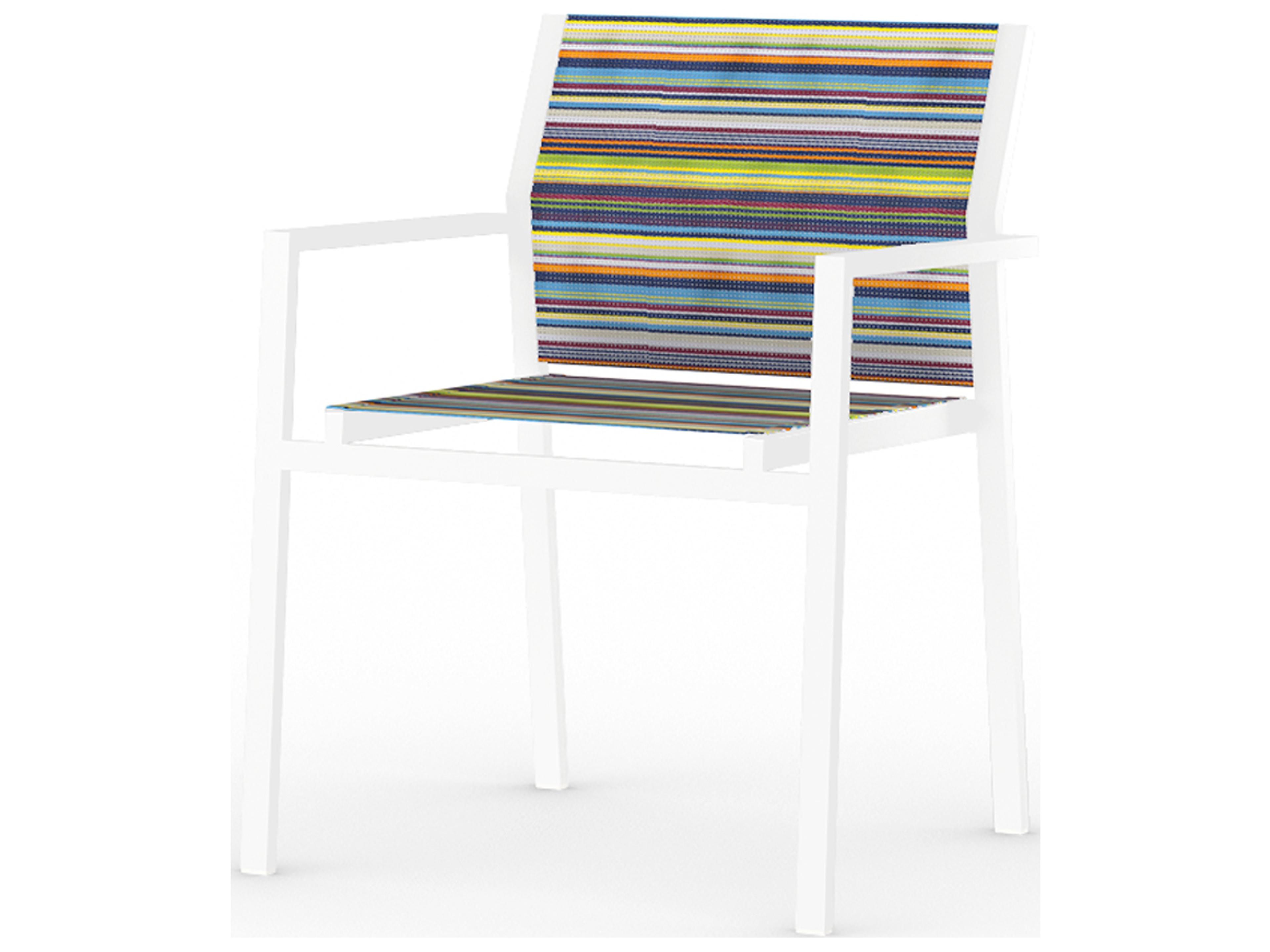 MamaGreen Stripe Quick Ship Aluminum Sling Stackable Outdoor Patio Dining Arm Chair