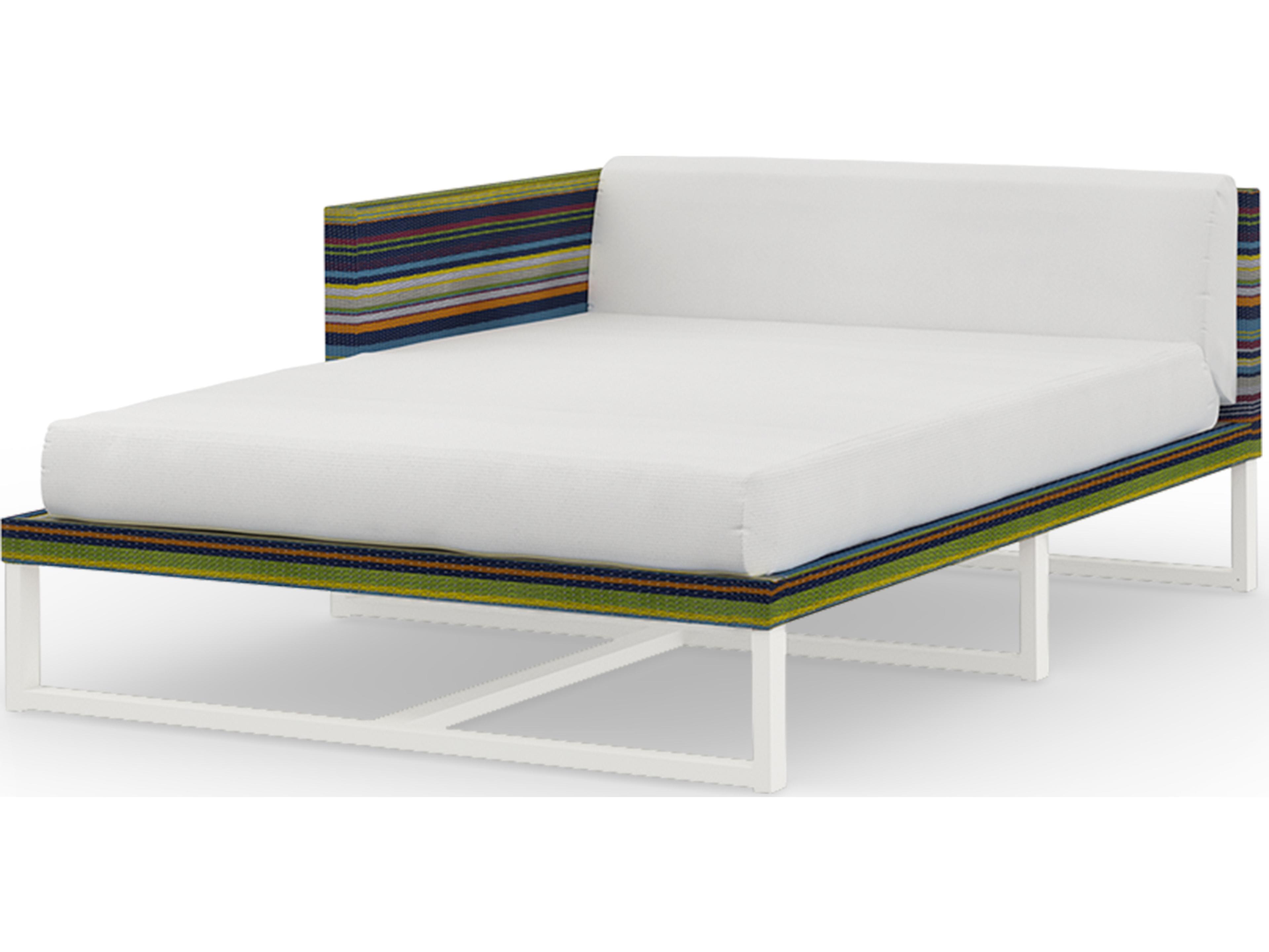 MamaGreen Stripe Aluminum Cushion Right Arm Outdoor Chaise Lounge