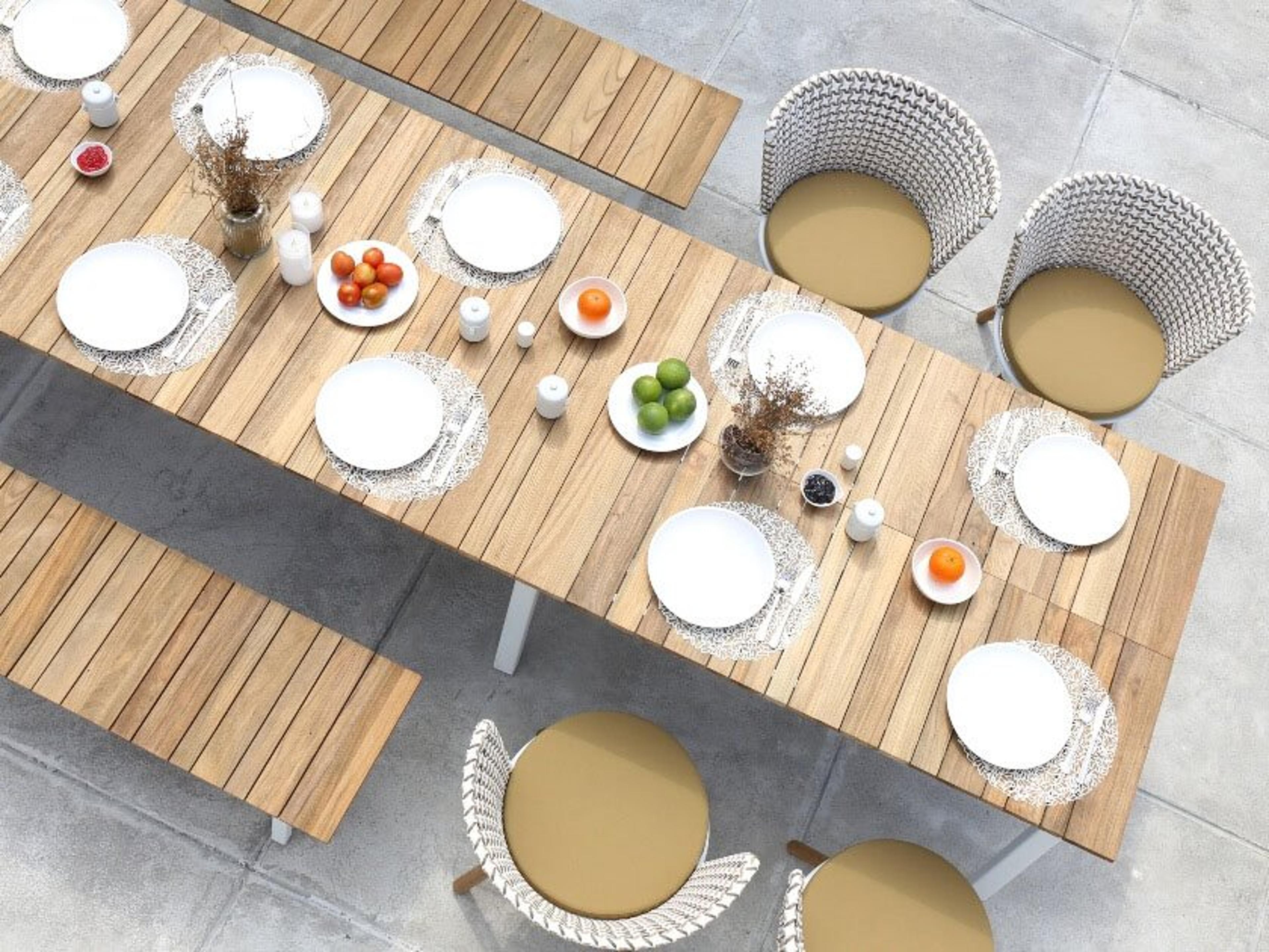 MamaGreen Maxximus Steel Teak Outdoor Patio Dining Set