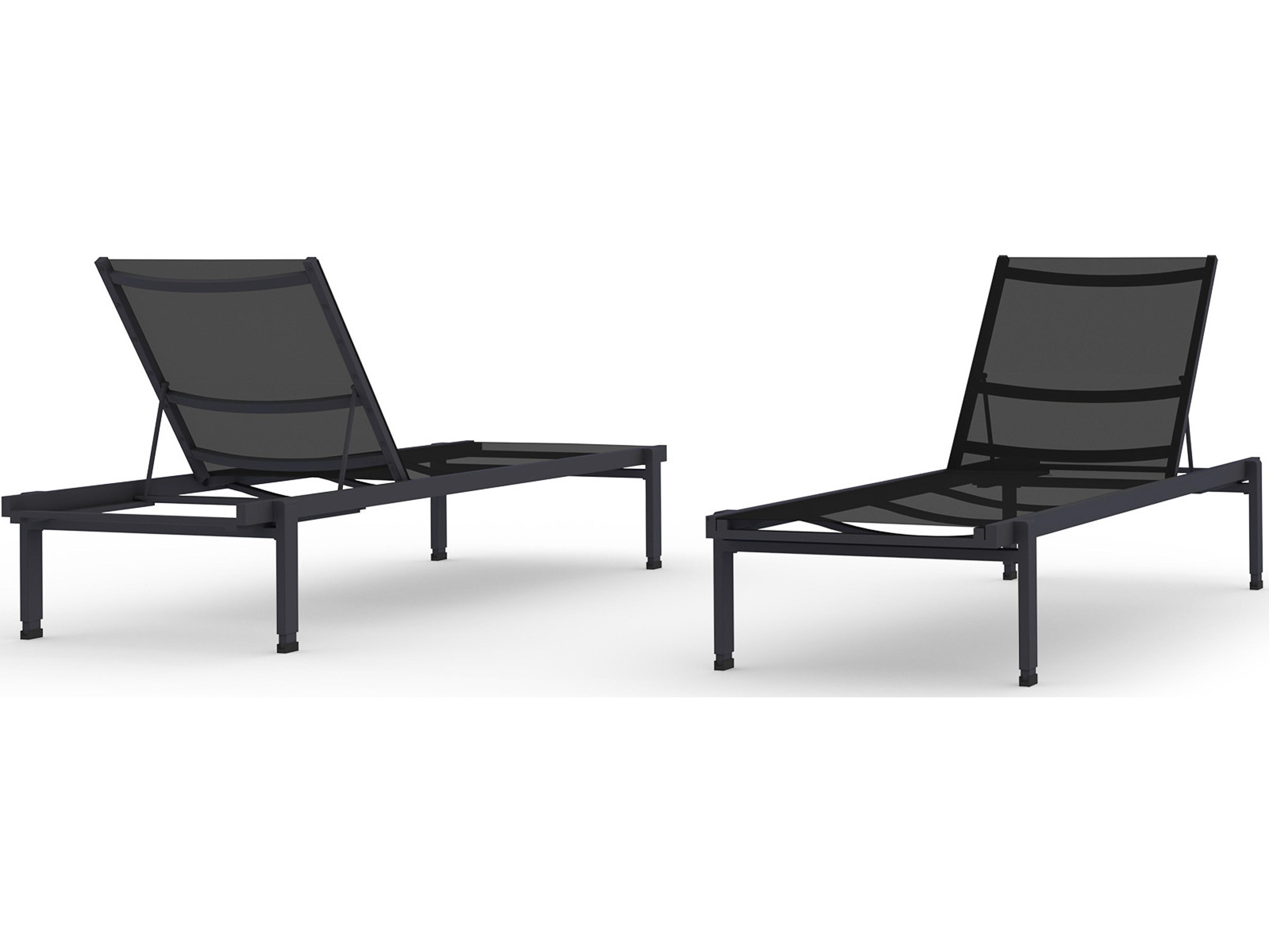 MamaGreen Allux Sling Aluminum Stackable Ledge Outdoor Patio Chaise Lounge with Shade