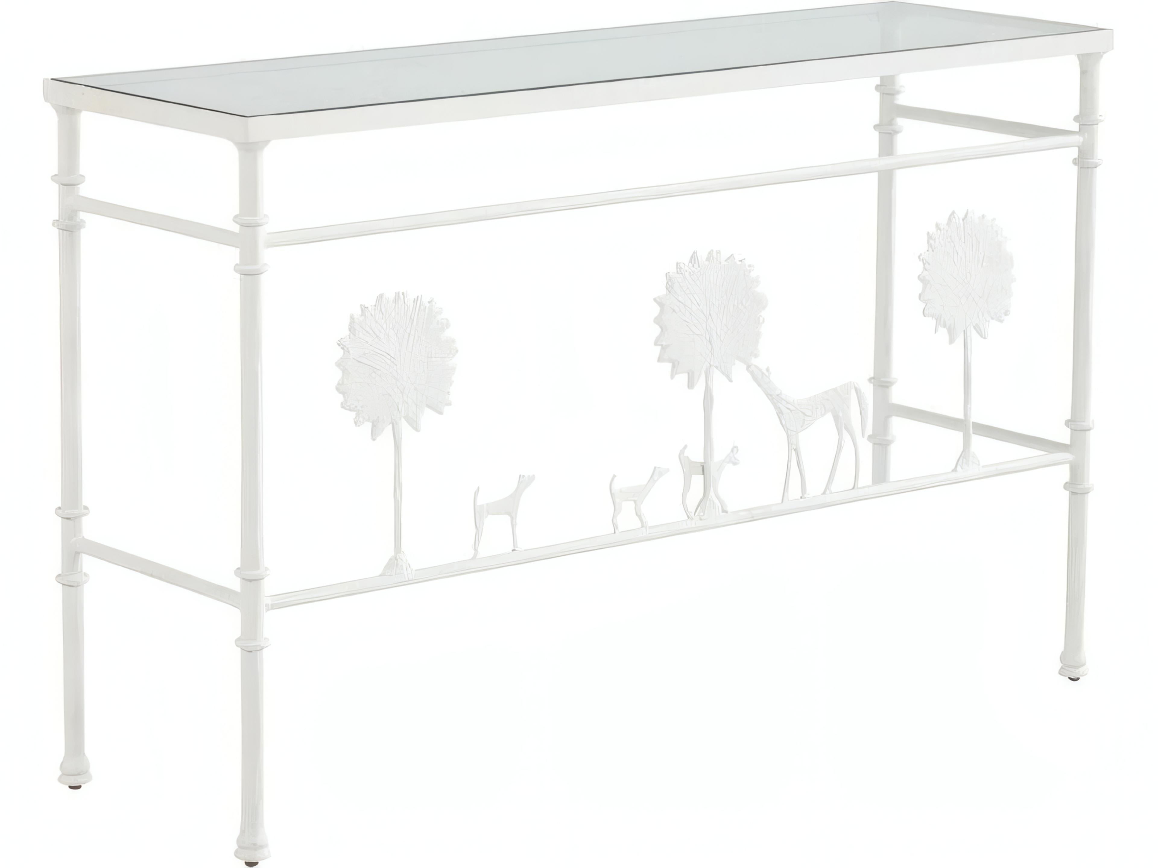 Mr. & Mrs. Howard Oskar Rectangular Glass Chalk White Aggregate Console Table
