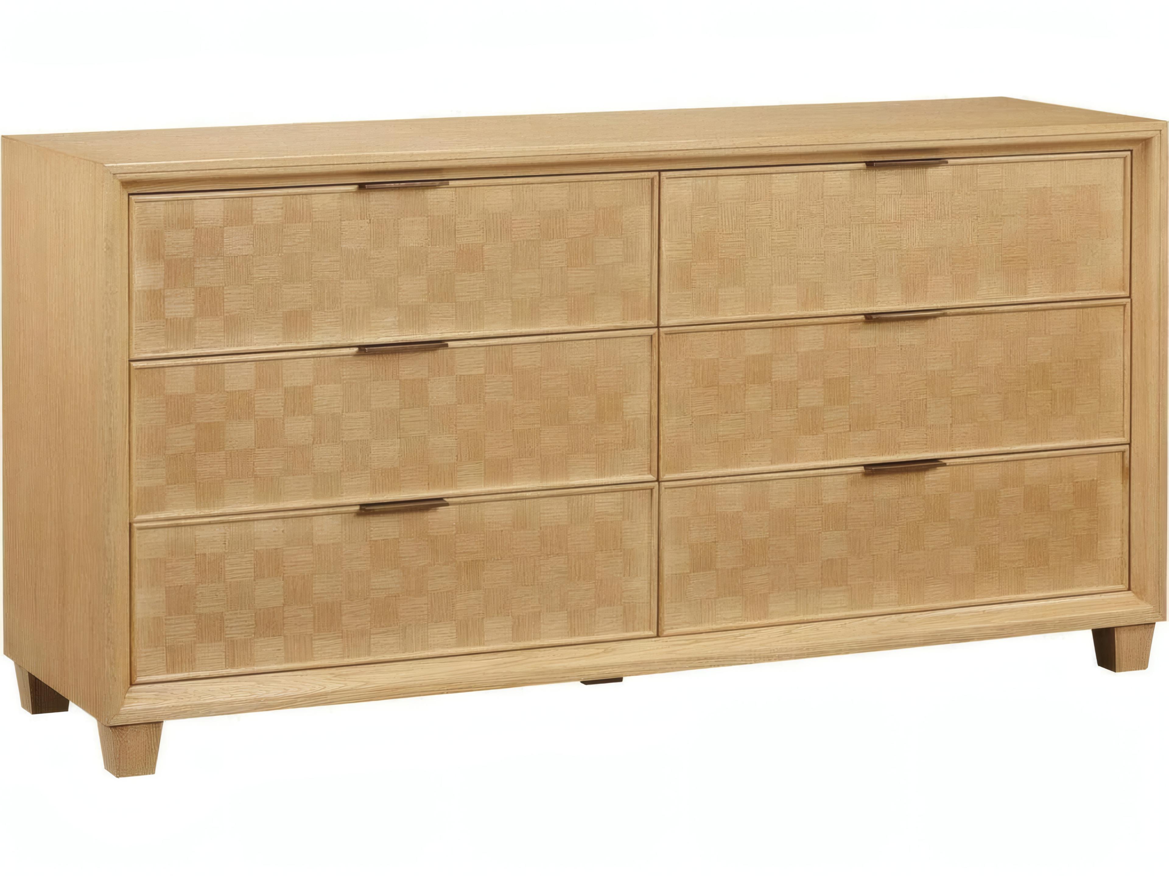 Mr. & Mrs. Howard Basket 6Drawers Brown Oak Wood Double Dresser