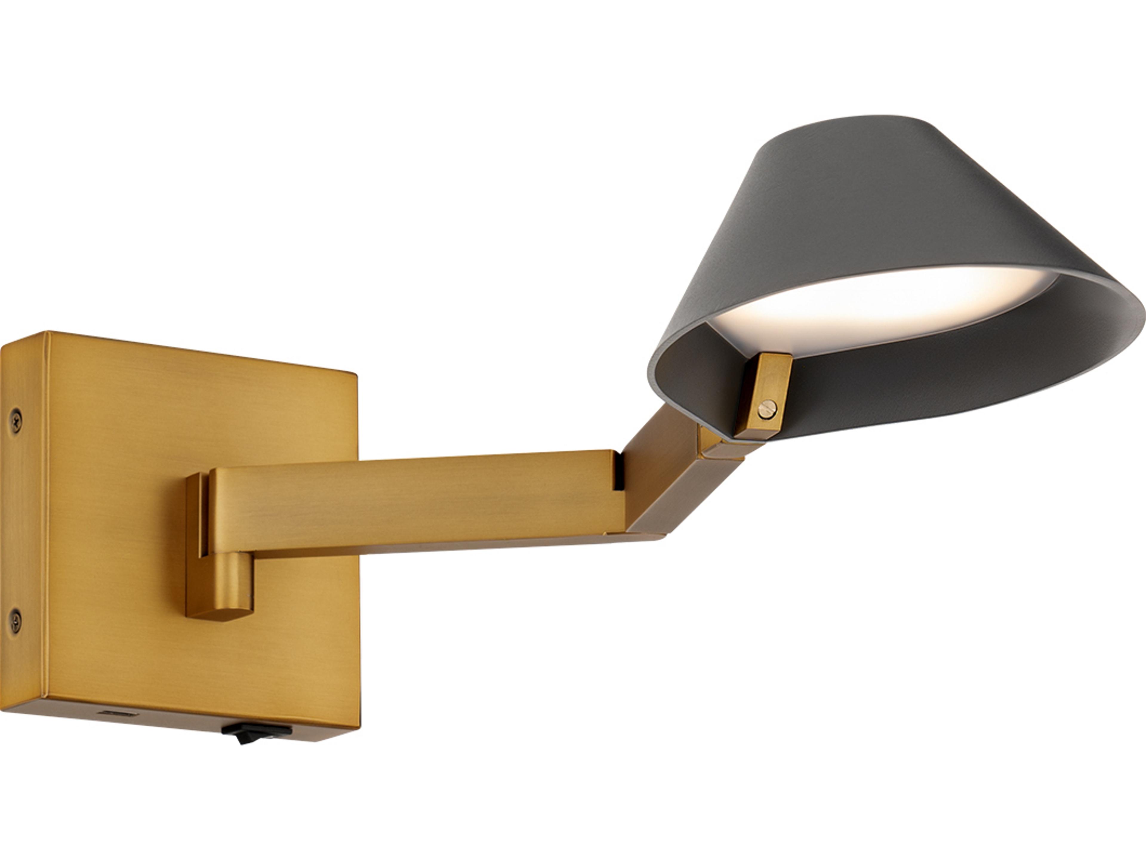 Modern Forms Pavilion 1-Light Black Aged Brass Swing Wall Sconce
