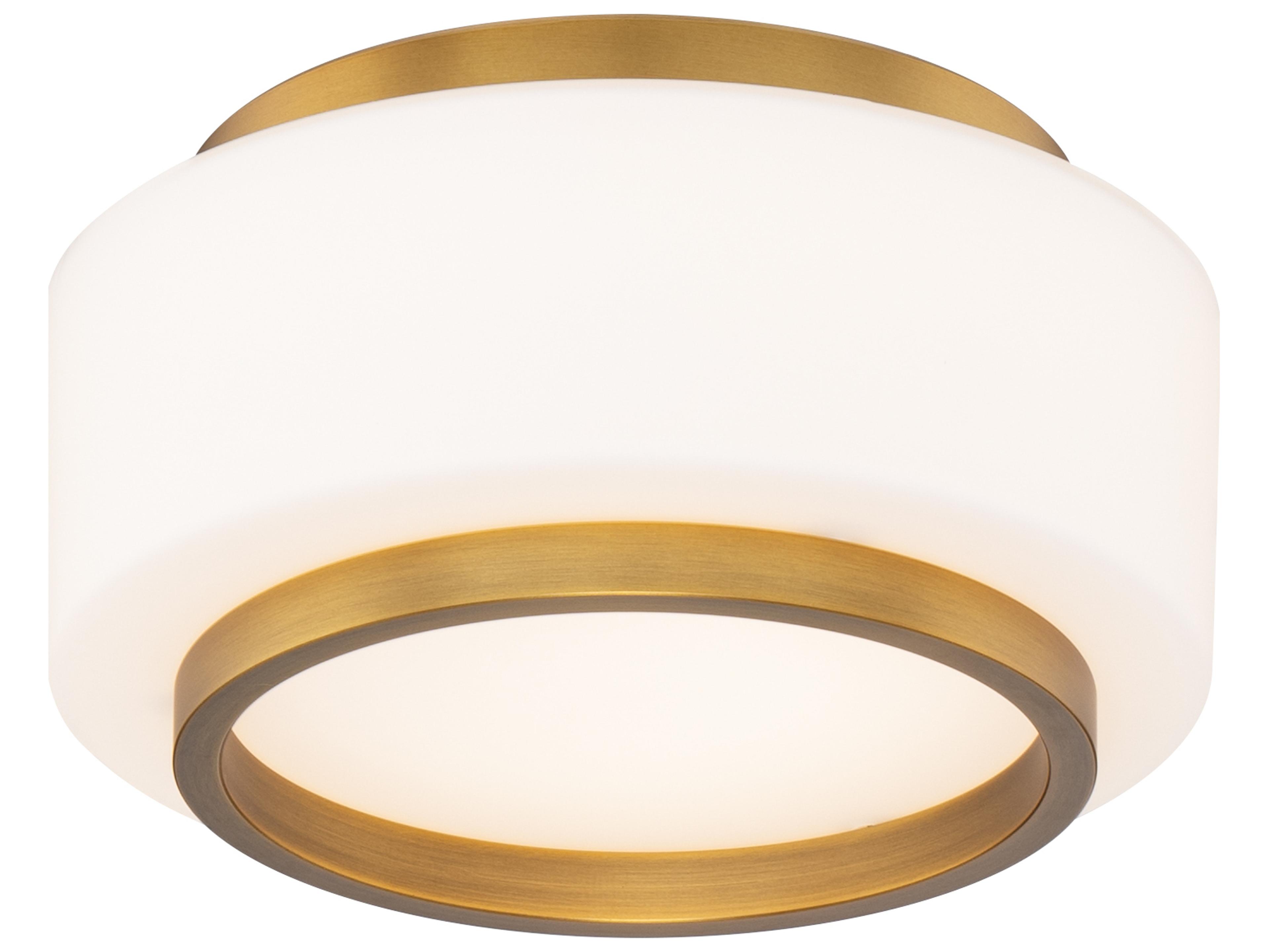 Modern Forms Preston 1-Light Aged Brass Drum Flush Mount